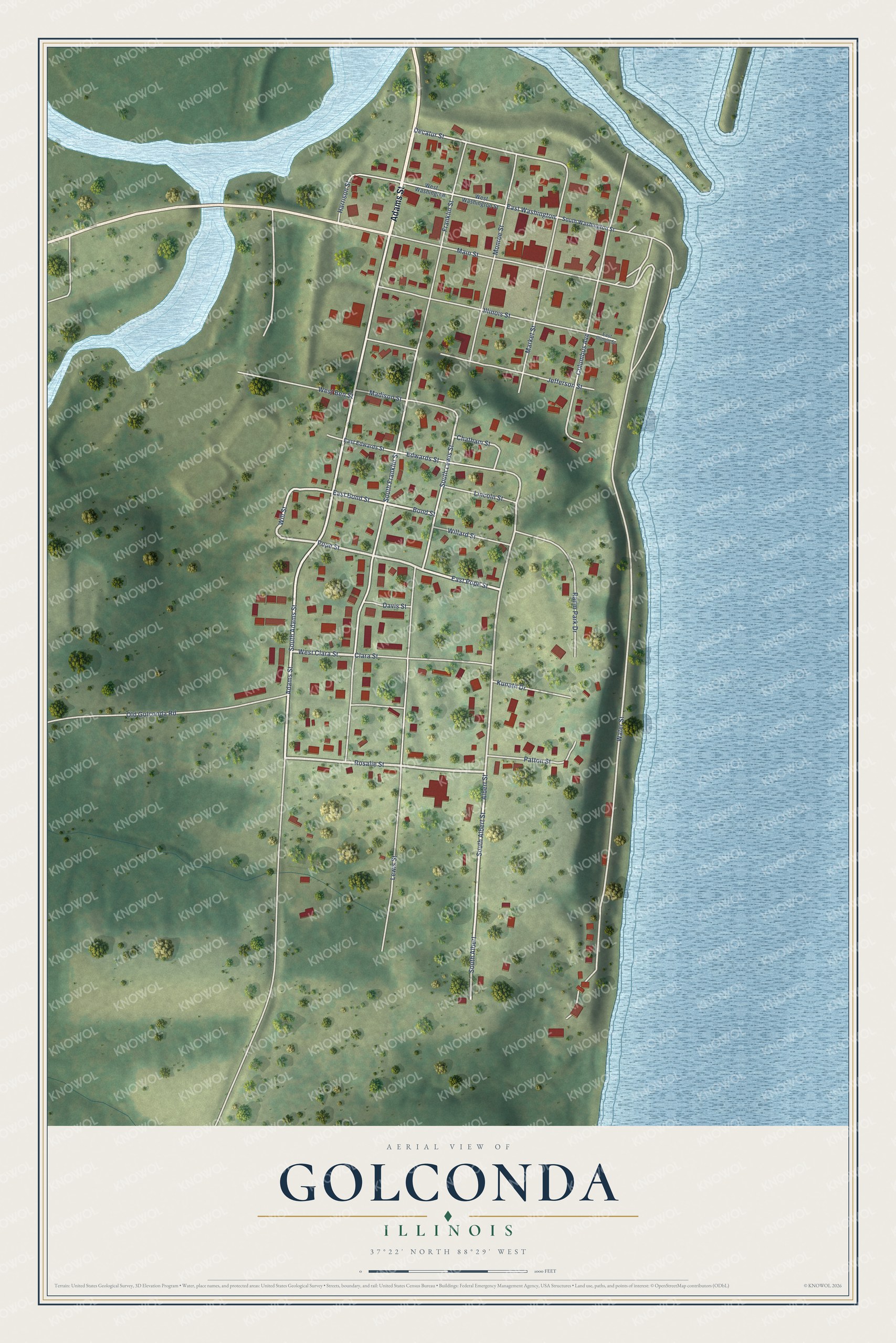 Watermarked full-map preview of Golconda, Illinois