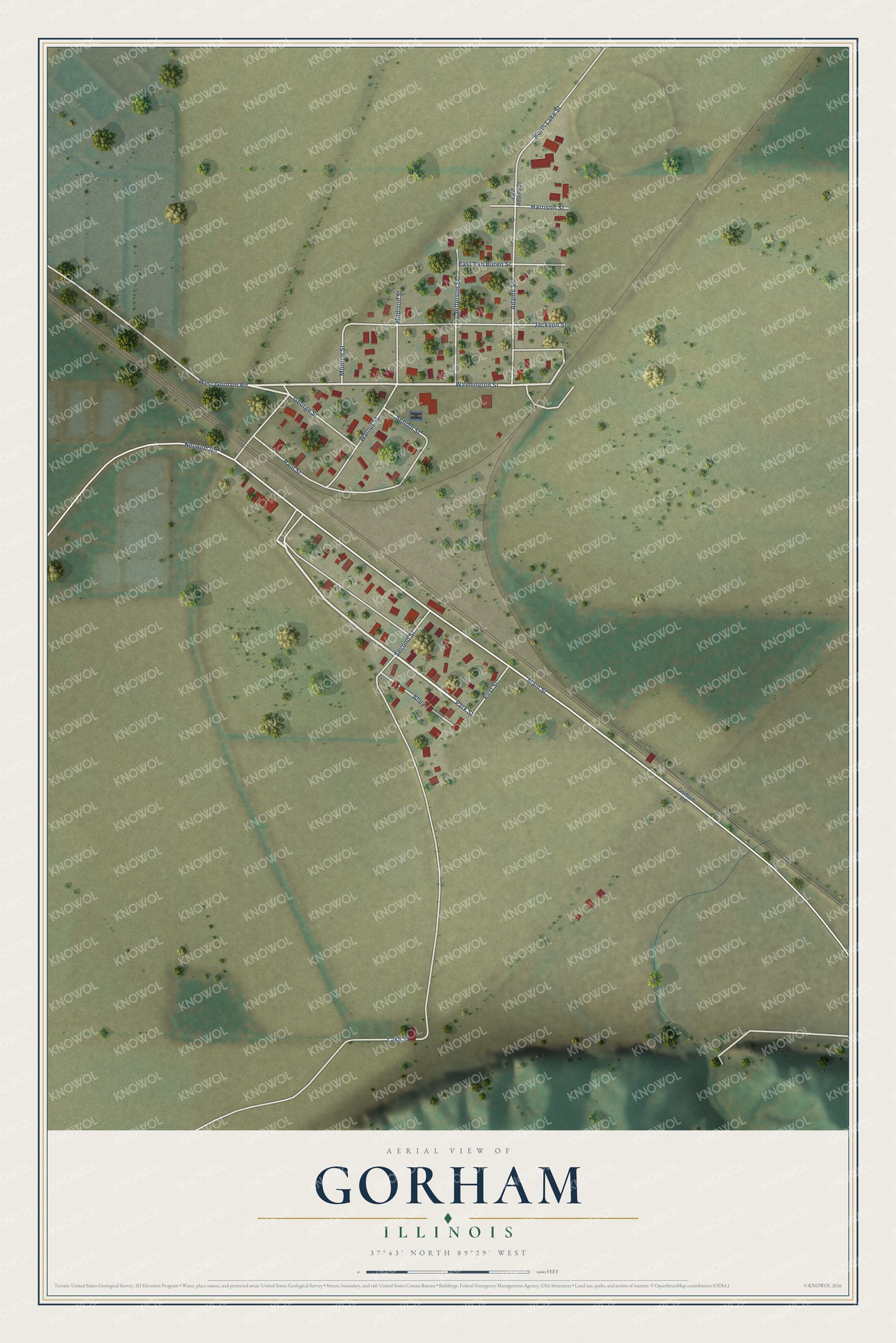 Watermarked full-map preview of Gorham, Illinois