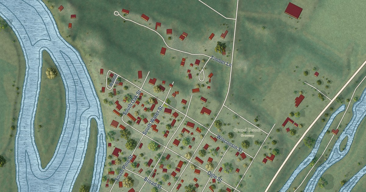 Map of Grand Detour, Illinois in 2026