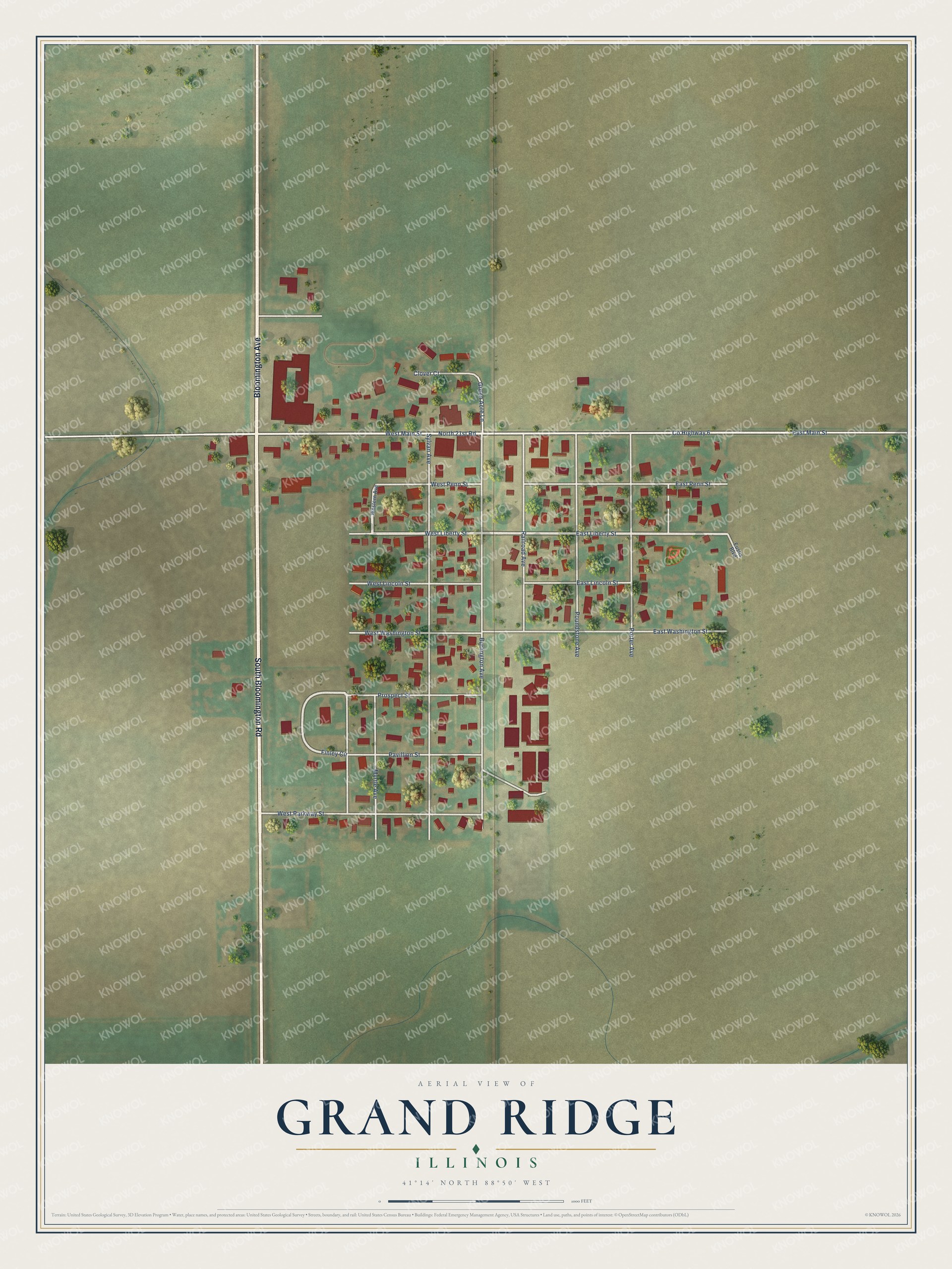Watermarked full-map preview of Grand Ridge, Illinois