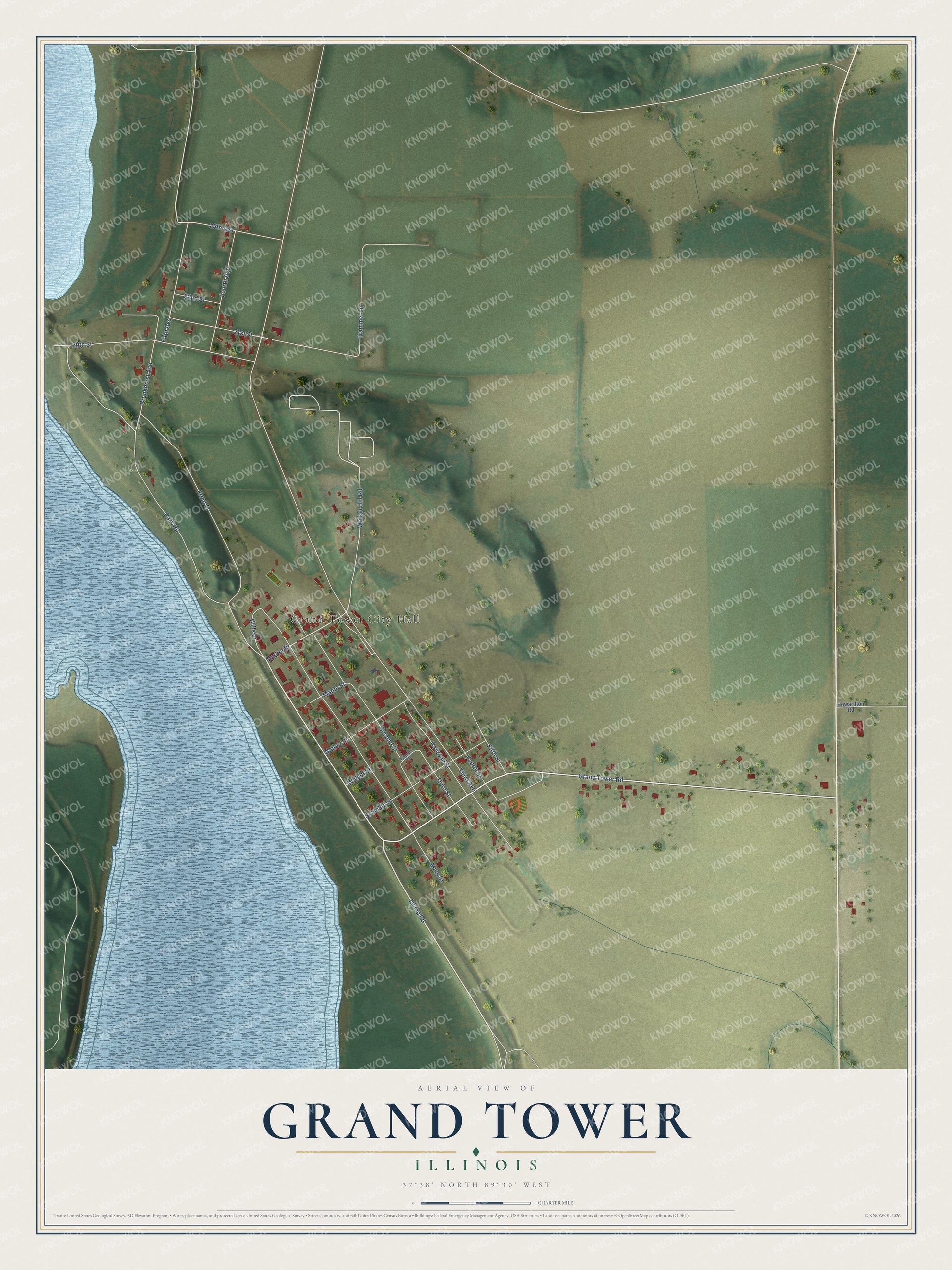 Watermarked full-map preview of Grand Tower, Illinois