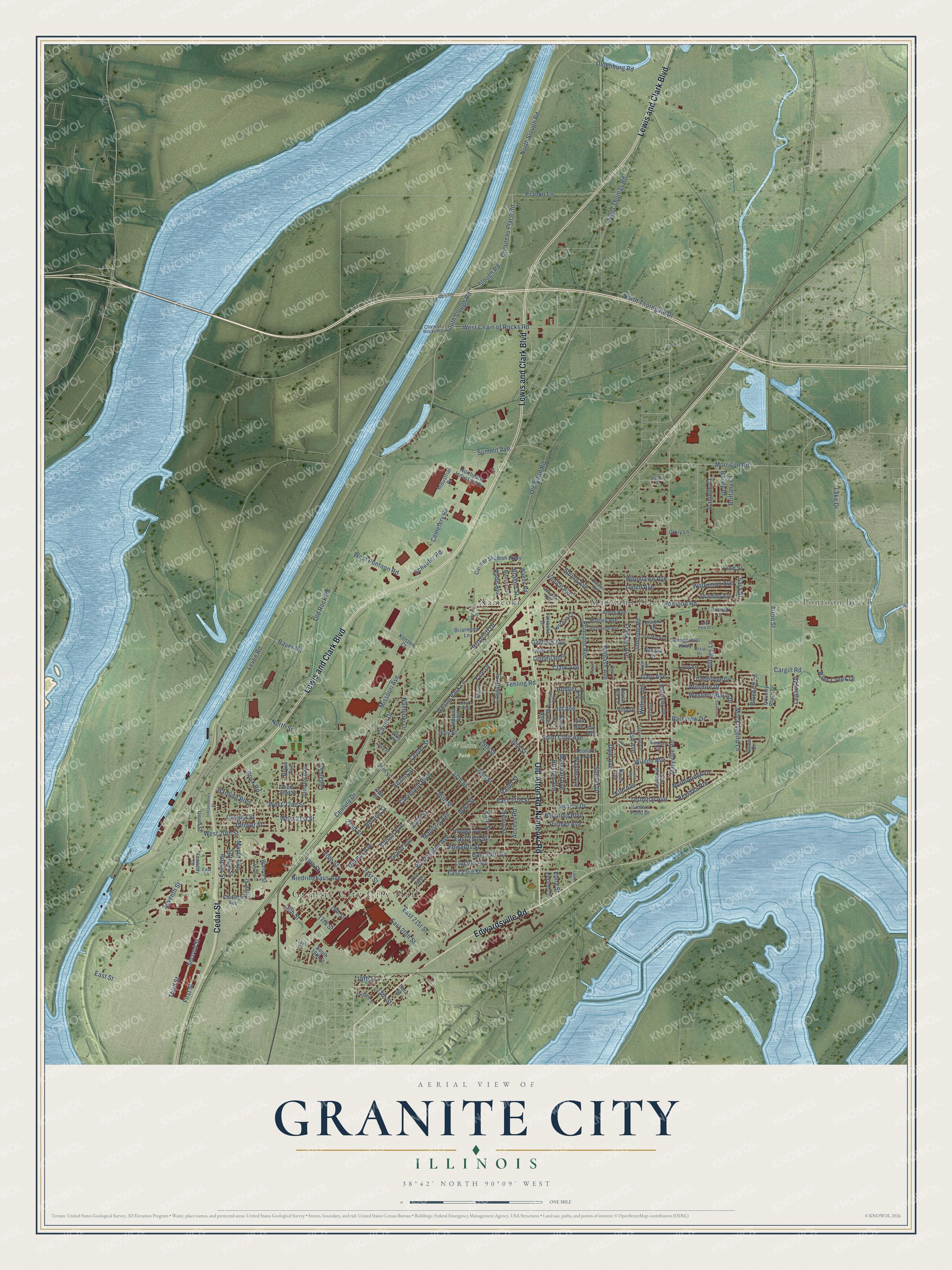 Watermarked full-map preview of Granite City, Illinois