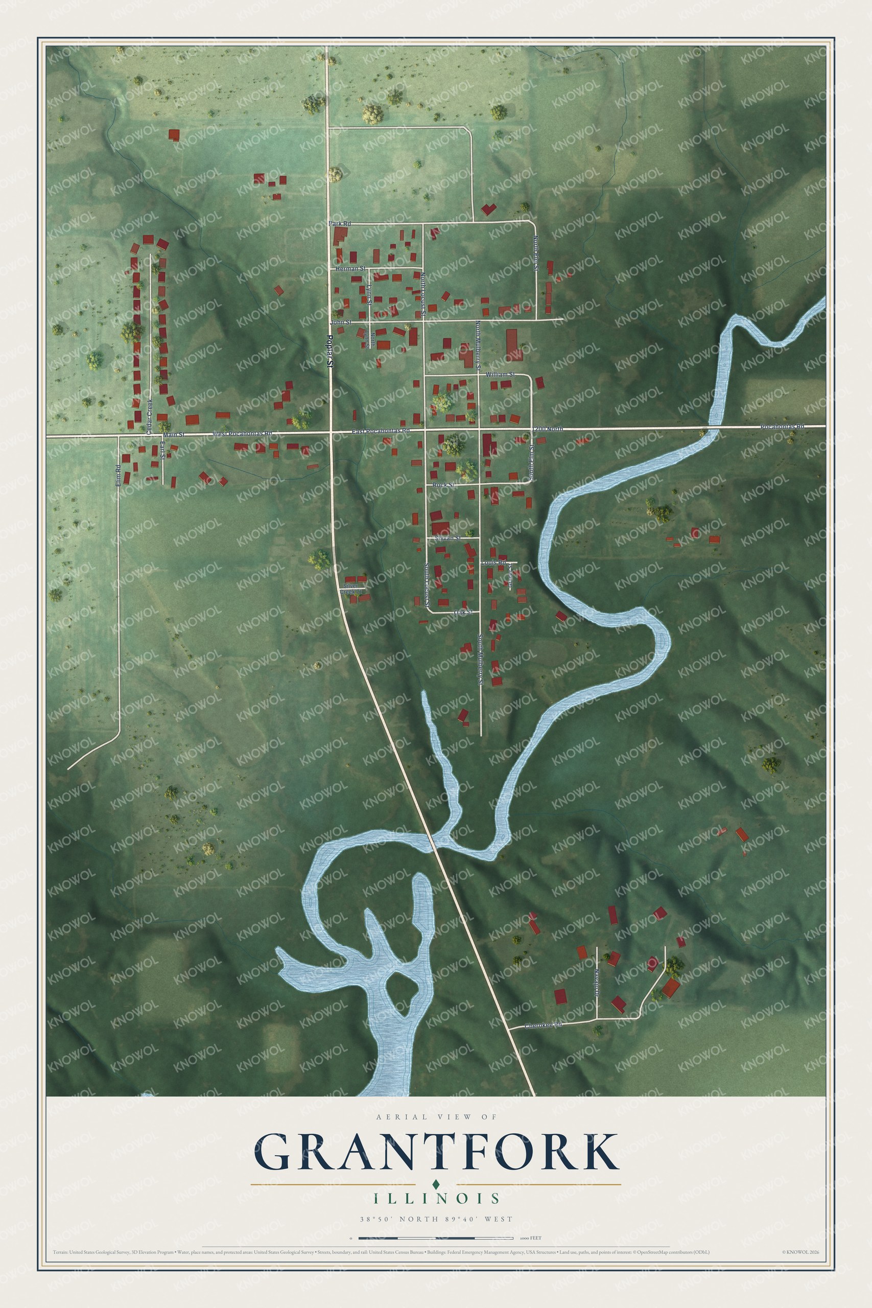 Watermarked full-map preview of Grantfork, Illinois
