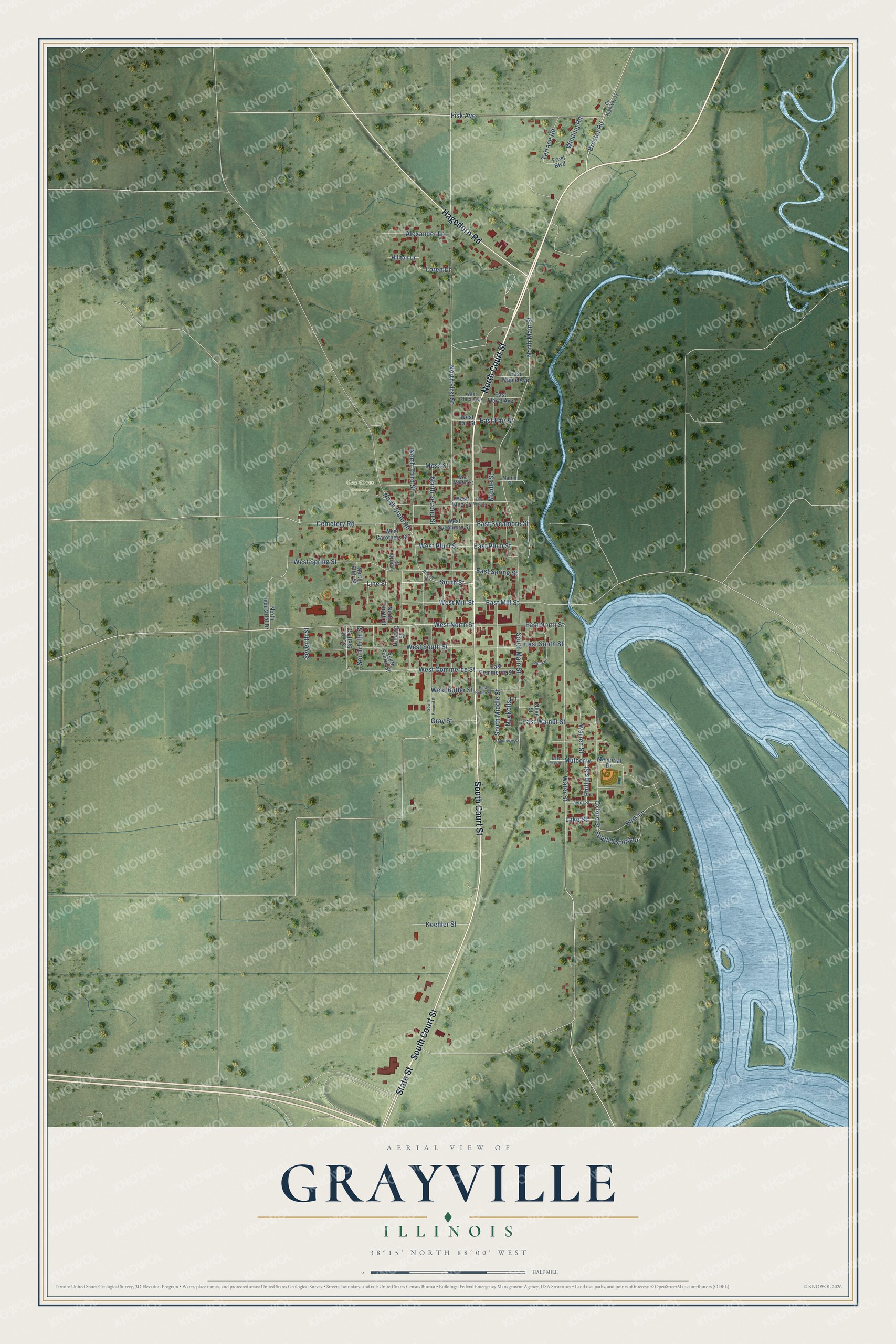 Watermarked full-map preview of Grayville, Illinois