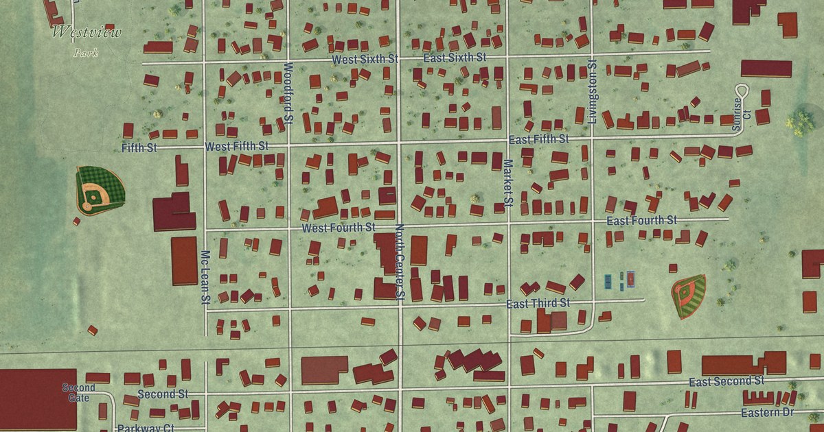 Map of Gridley, Illinois in 2026