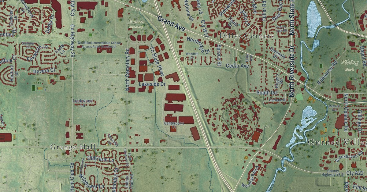 Map of Gurnee, Illinois in 2026