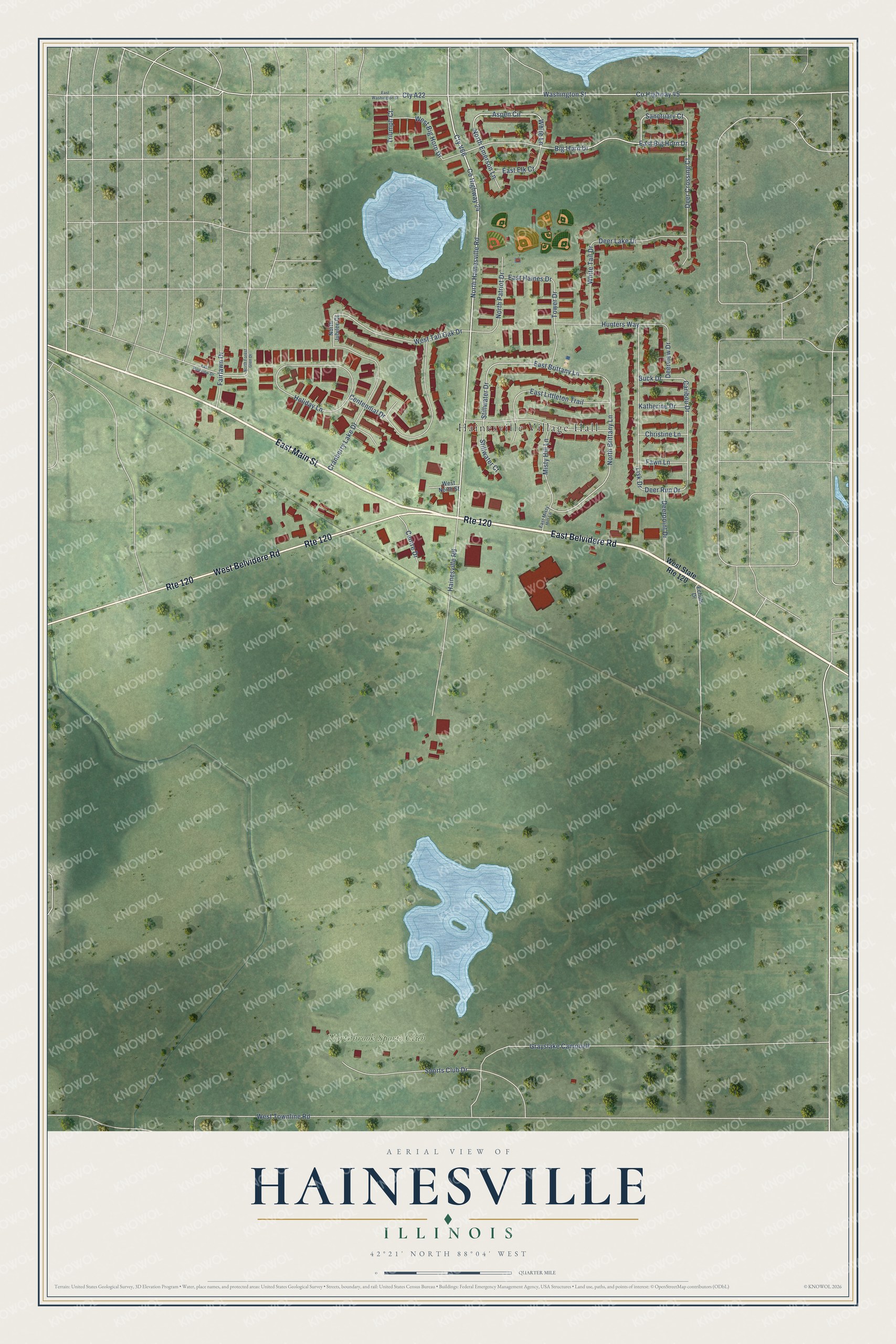 Watermarked full-map preview of Hainesville, Illinois