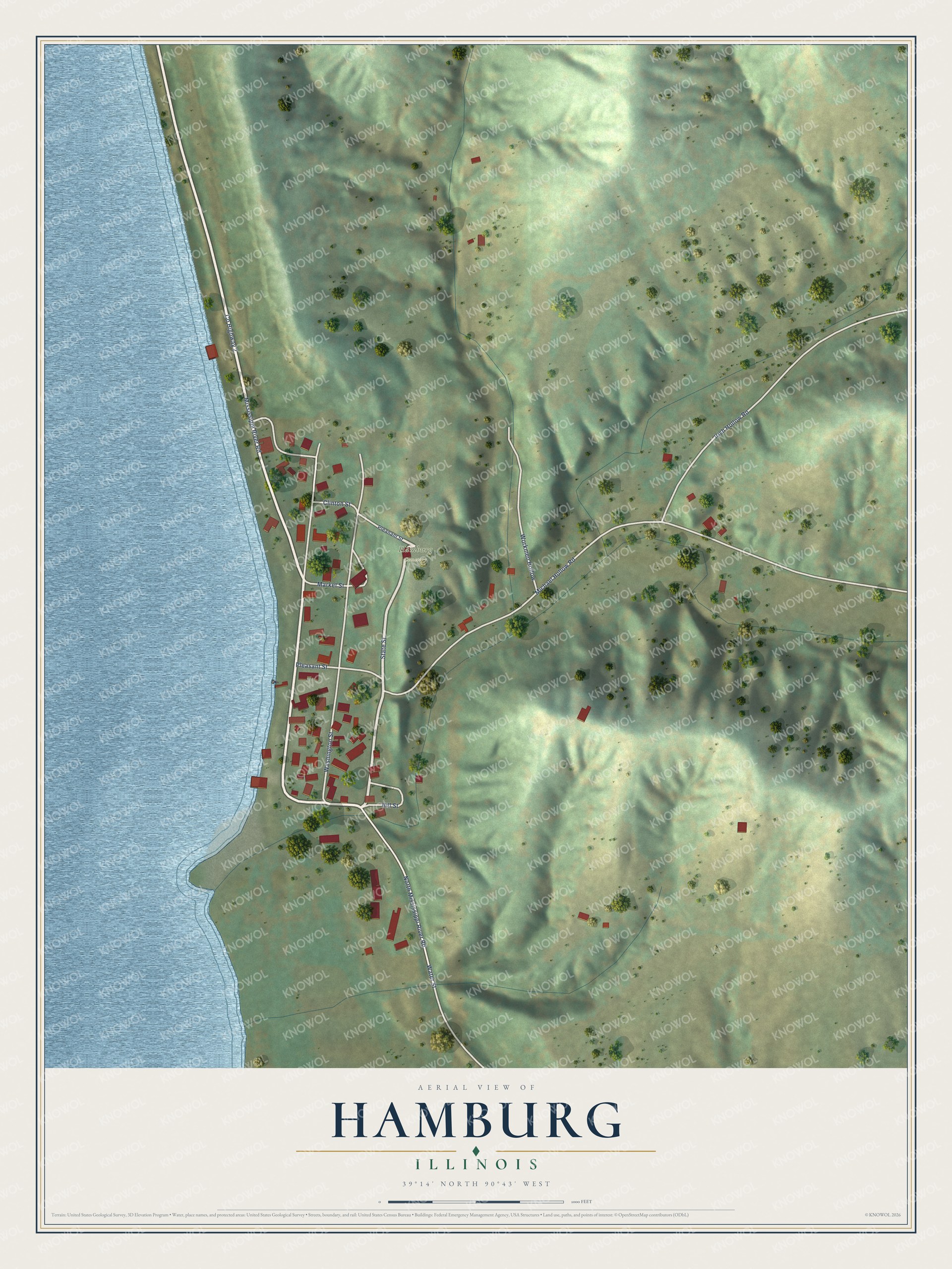 Watermarked full-map preview of Hamburg, Illinois