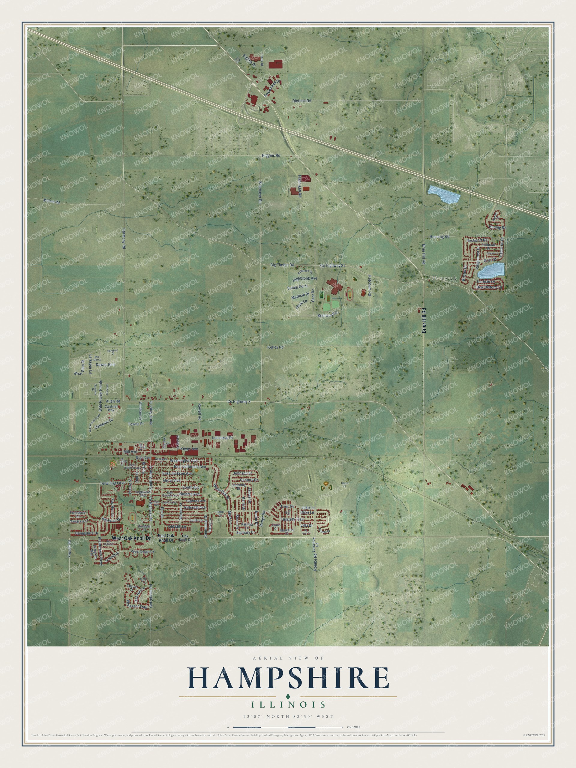 Watermarked full-map preview of Hampshire, Illinois