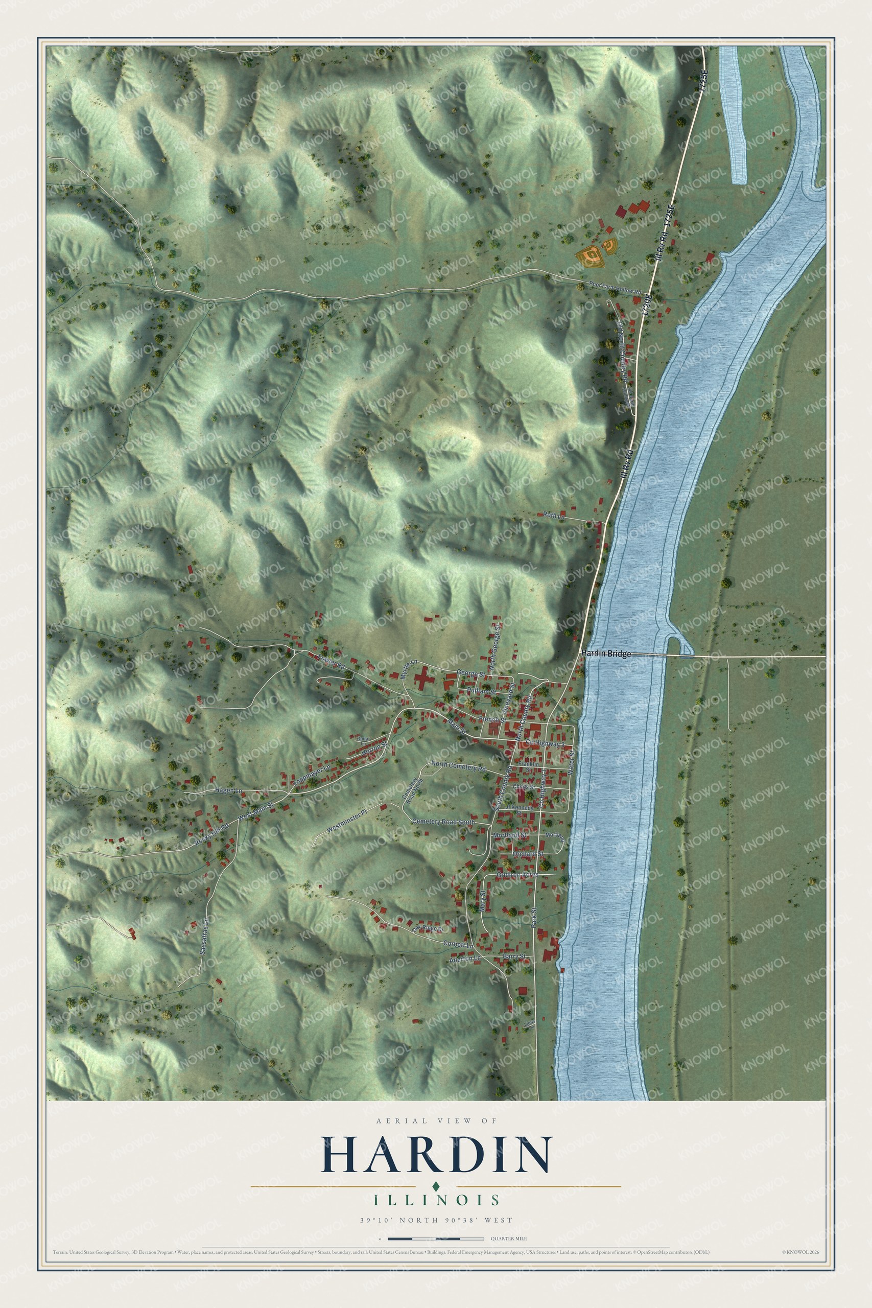 Watermarked full-map preview of Hardin, Illinois