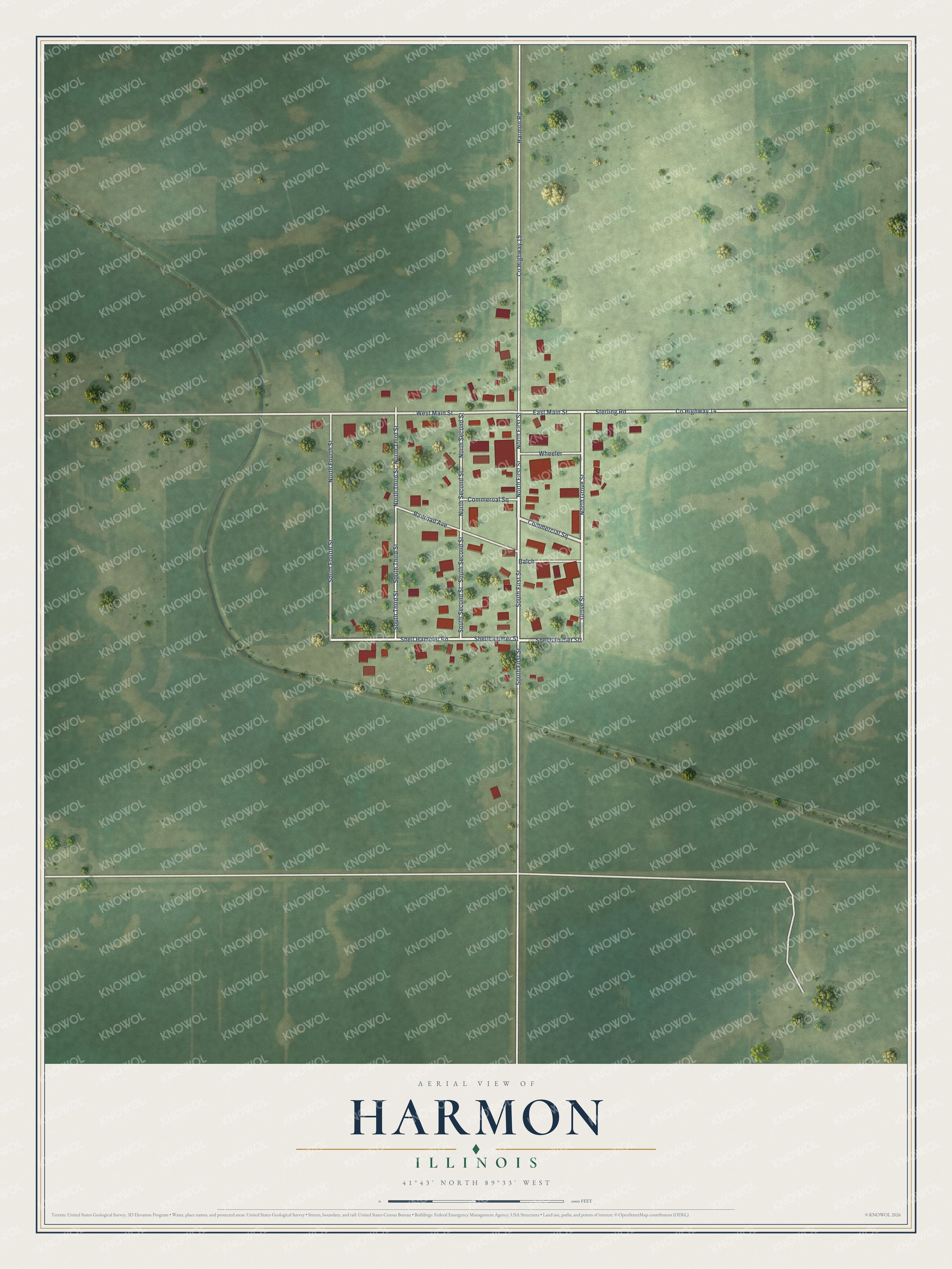 Watermarked full-map preview of Harmon, Illinois