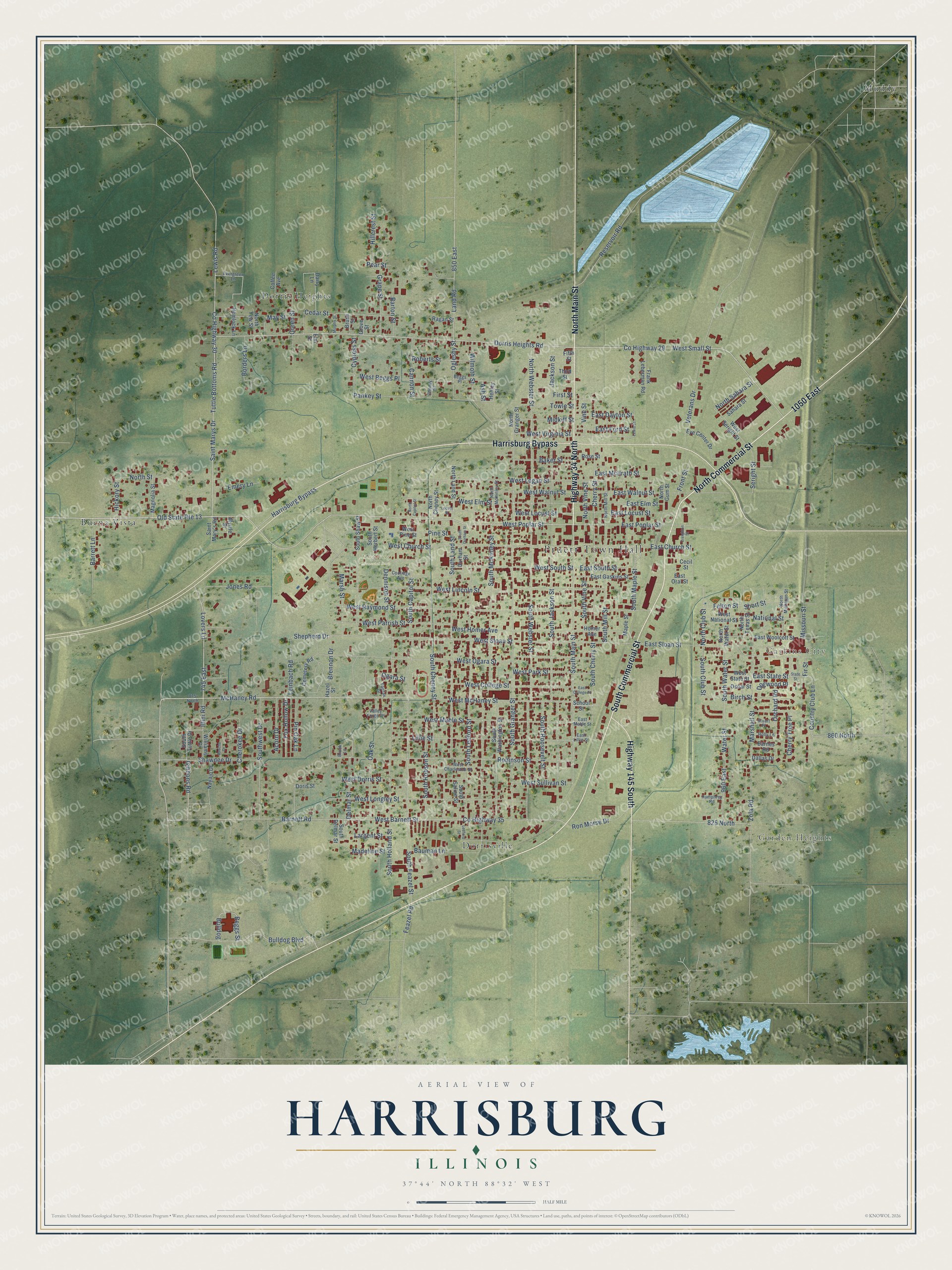 Watermarked full-map preview of Harrisburg, Illinois
