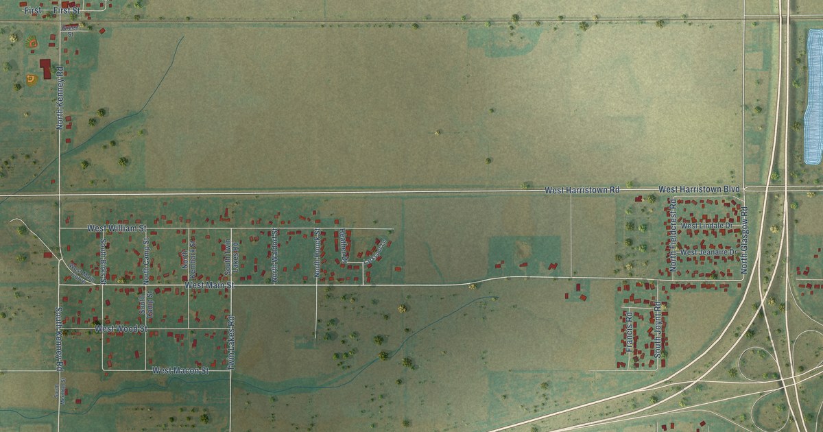 Map of Harristown, Illinois in 2026