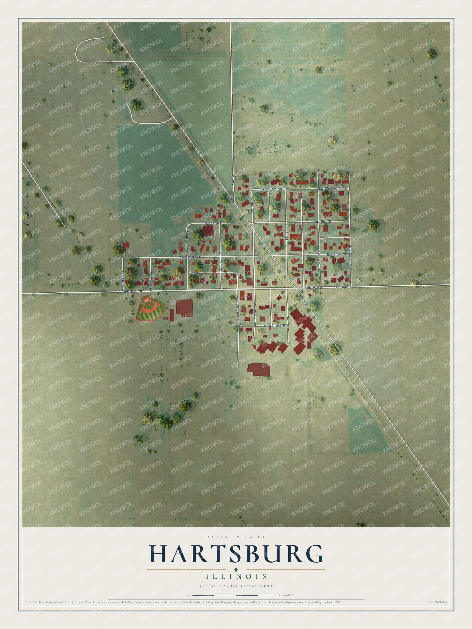 Watermarked full-map preview of Hartsburg, Illinois