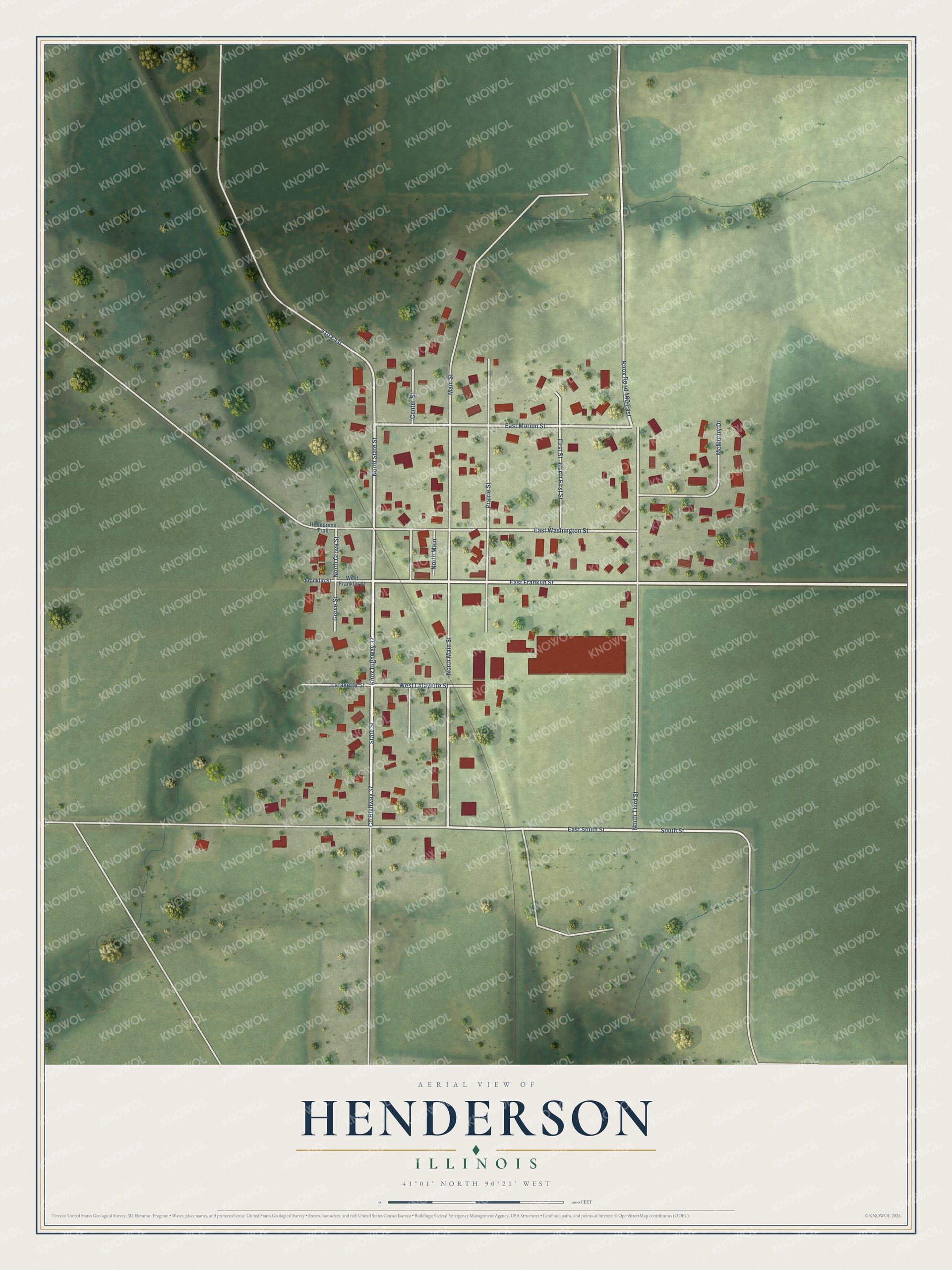 Watermarked full-map preview of Henderson, Illinois