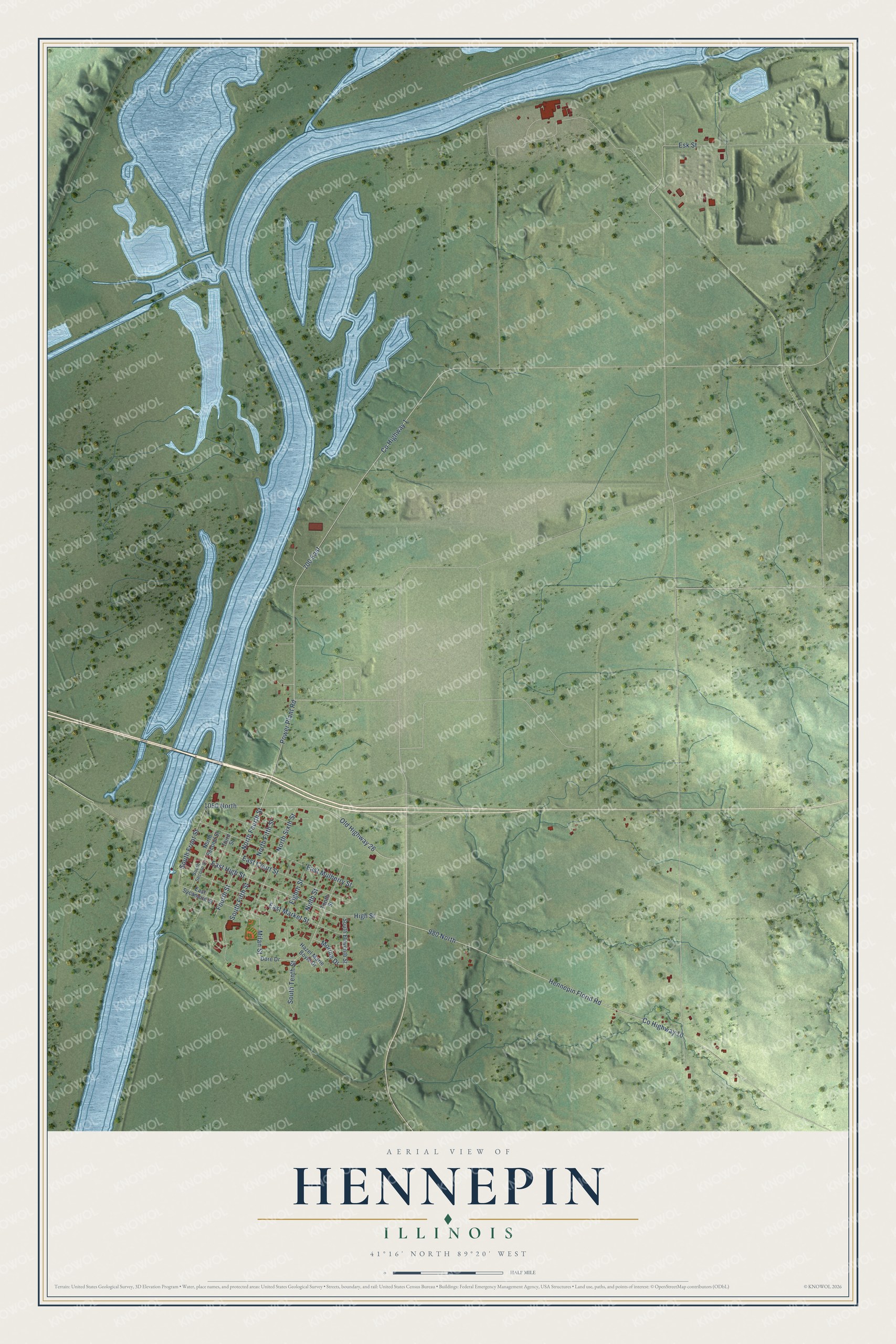 Watermarked full-map preview of Hennepin, Illinois