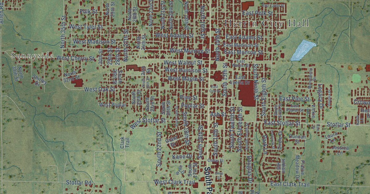 Map of Herrin, Illinois in 2026