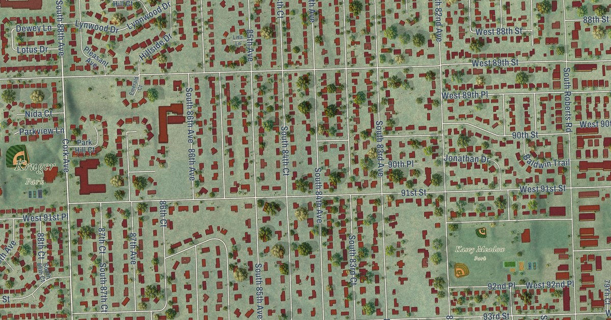 Map of Hickory Hills, Illinois in 2026