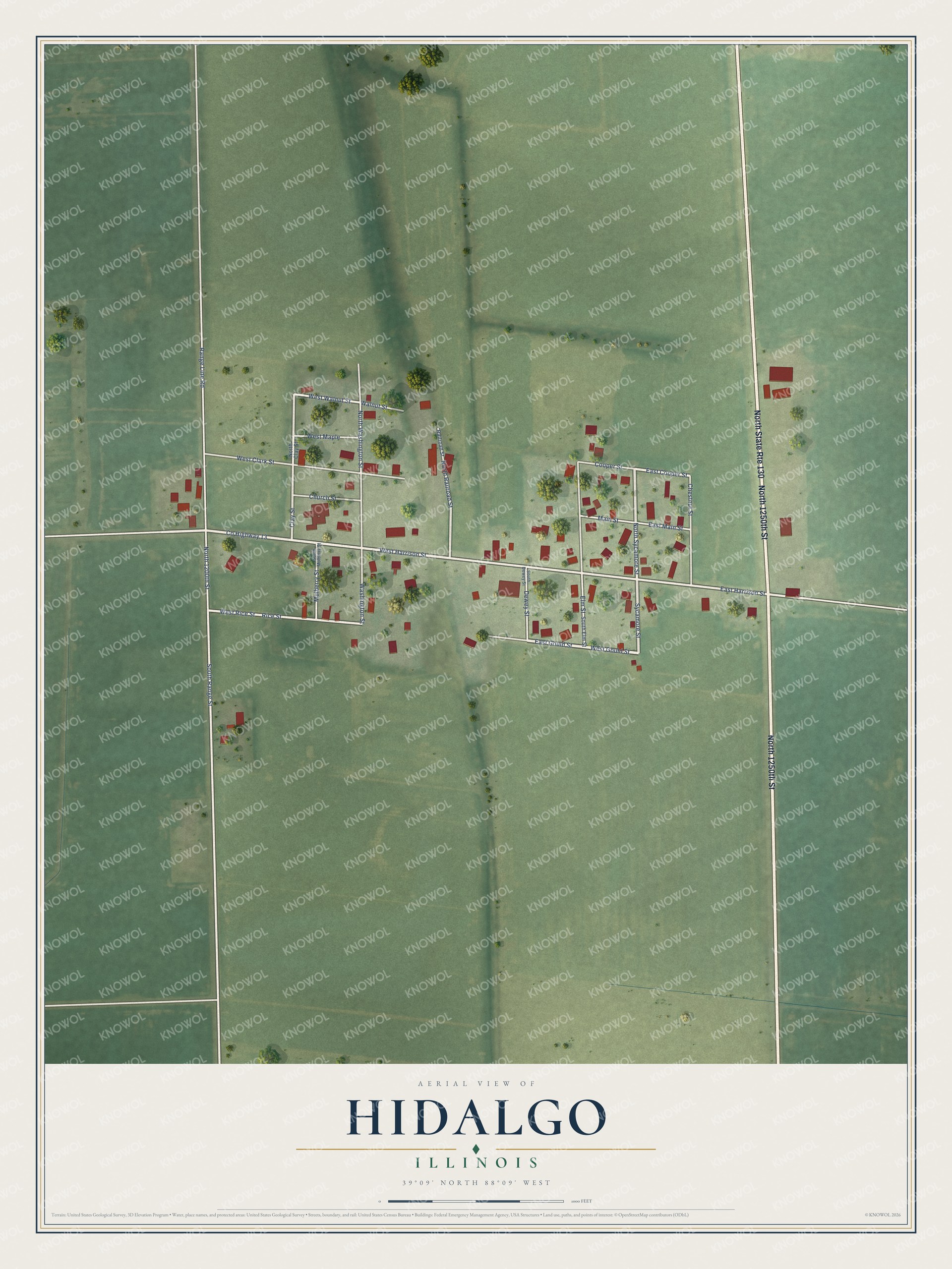 Watermarked full-map preview of Hidalgo, Illinois