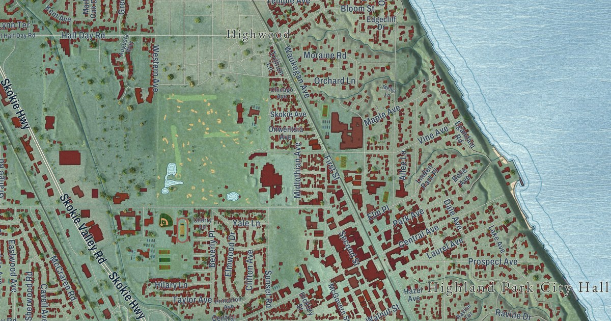 Map of Highland Park, Illinois in 2026