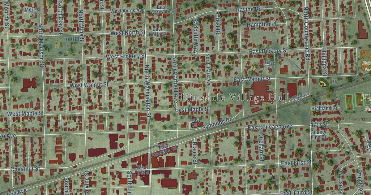 Map of Hinsdale, Illinois in 2026