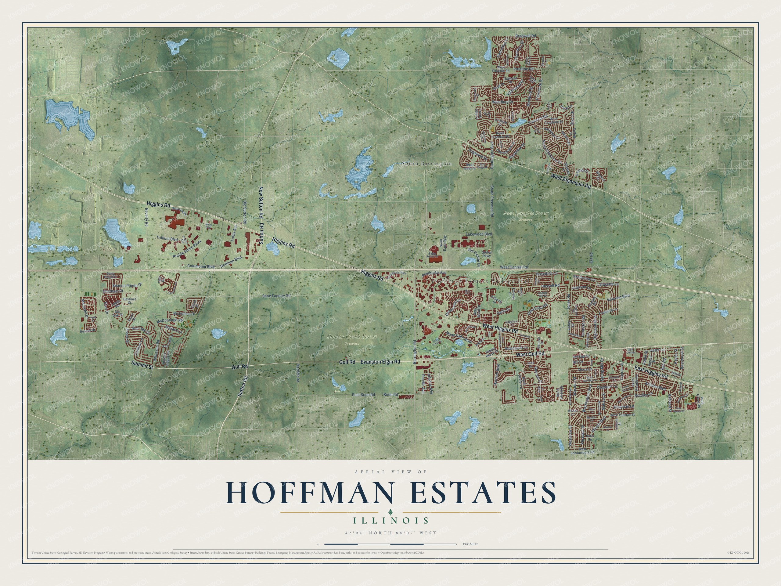 Watermarked full-map preview of Hoffman Estates, Illinois