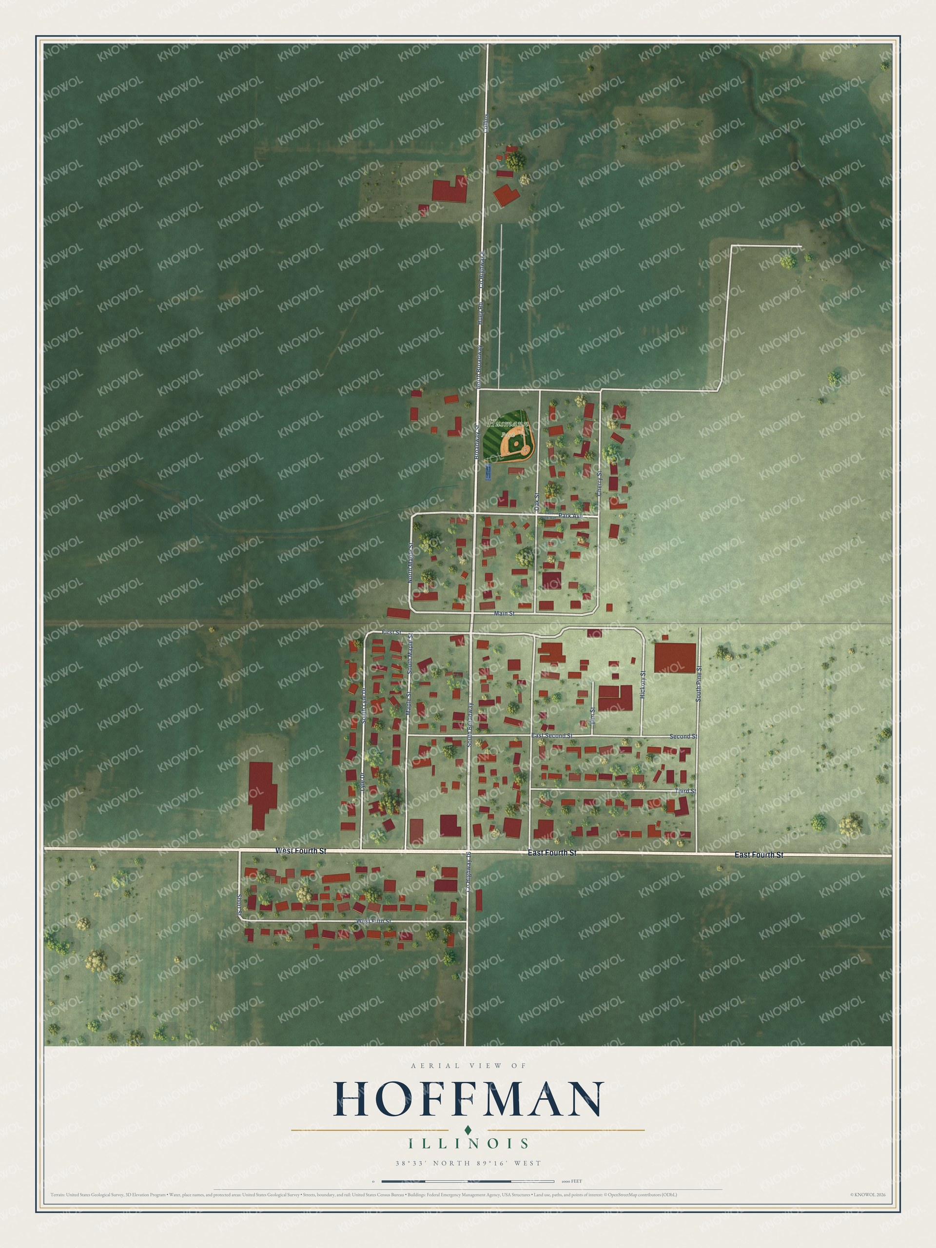 Watermarked full-map preview of Hoffman, Illinois