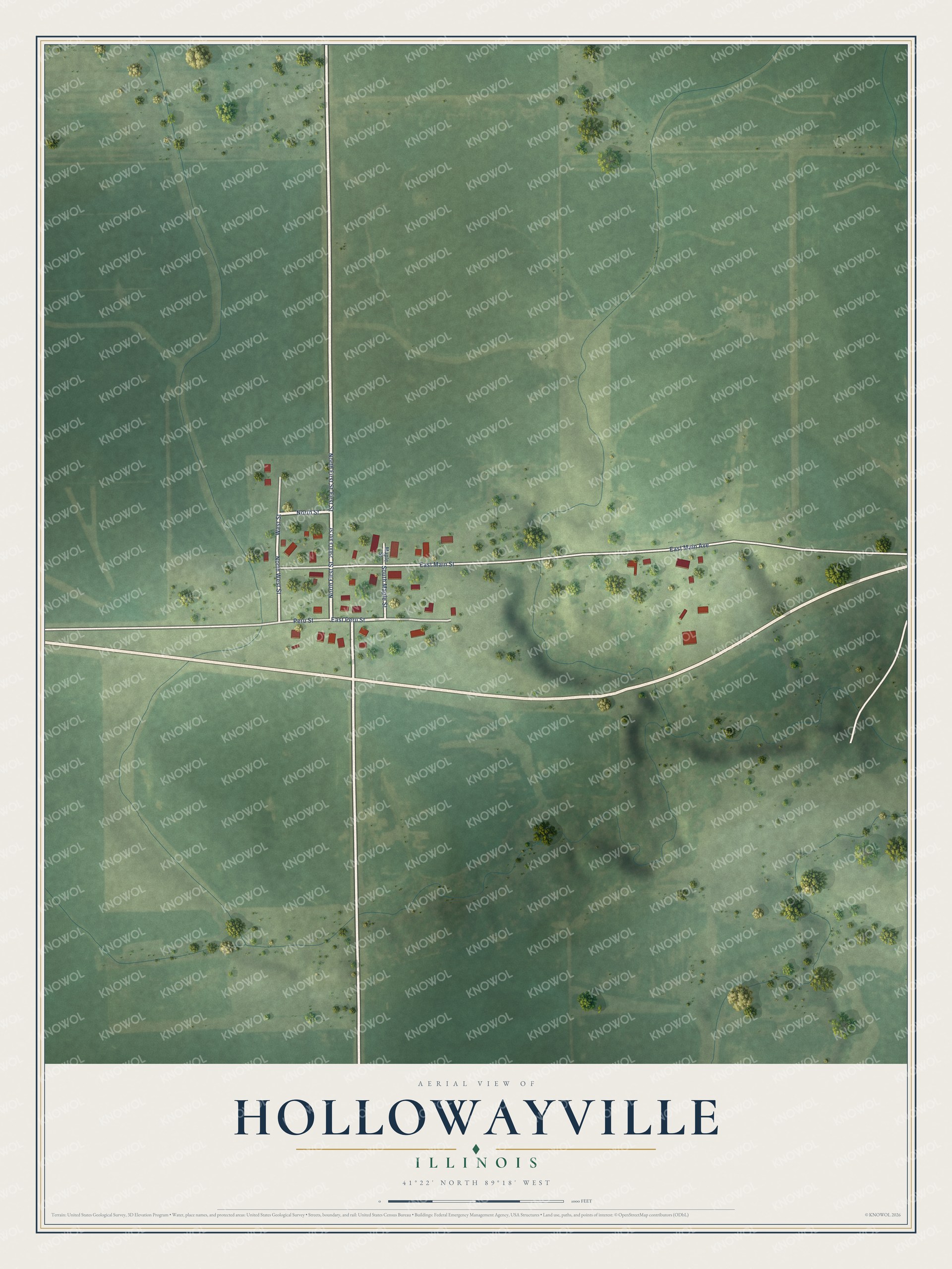 Watermarked full-map preview of Hollowayville, Illinois