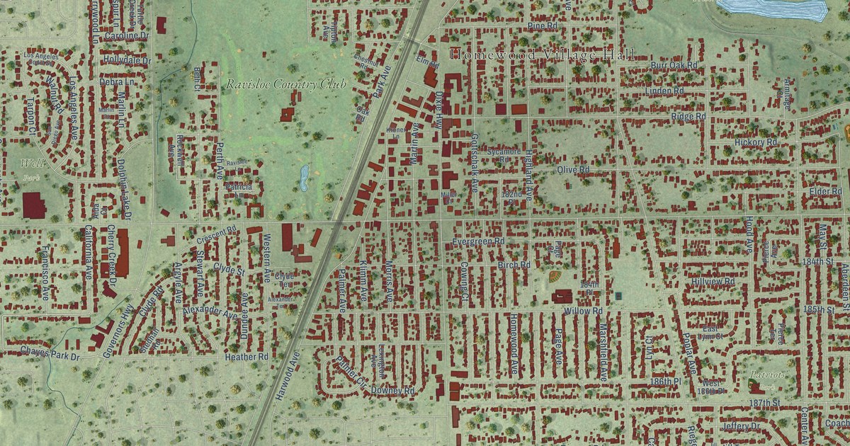Map of Homewood, Illinois in 2026
