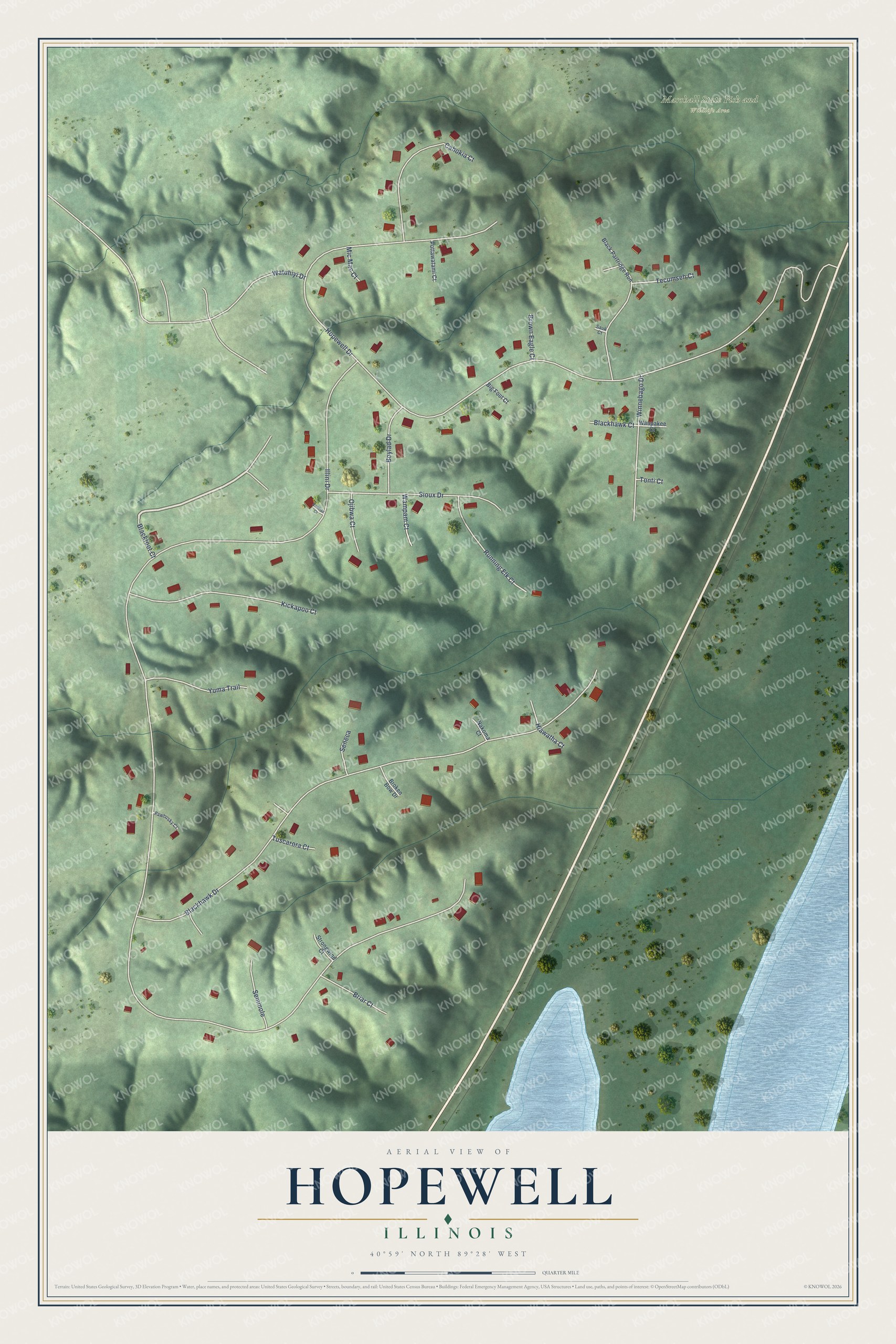Watermarked full-map preview of Hopewell, Illinois