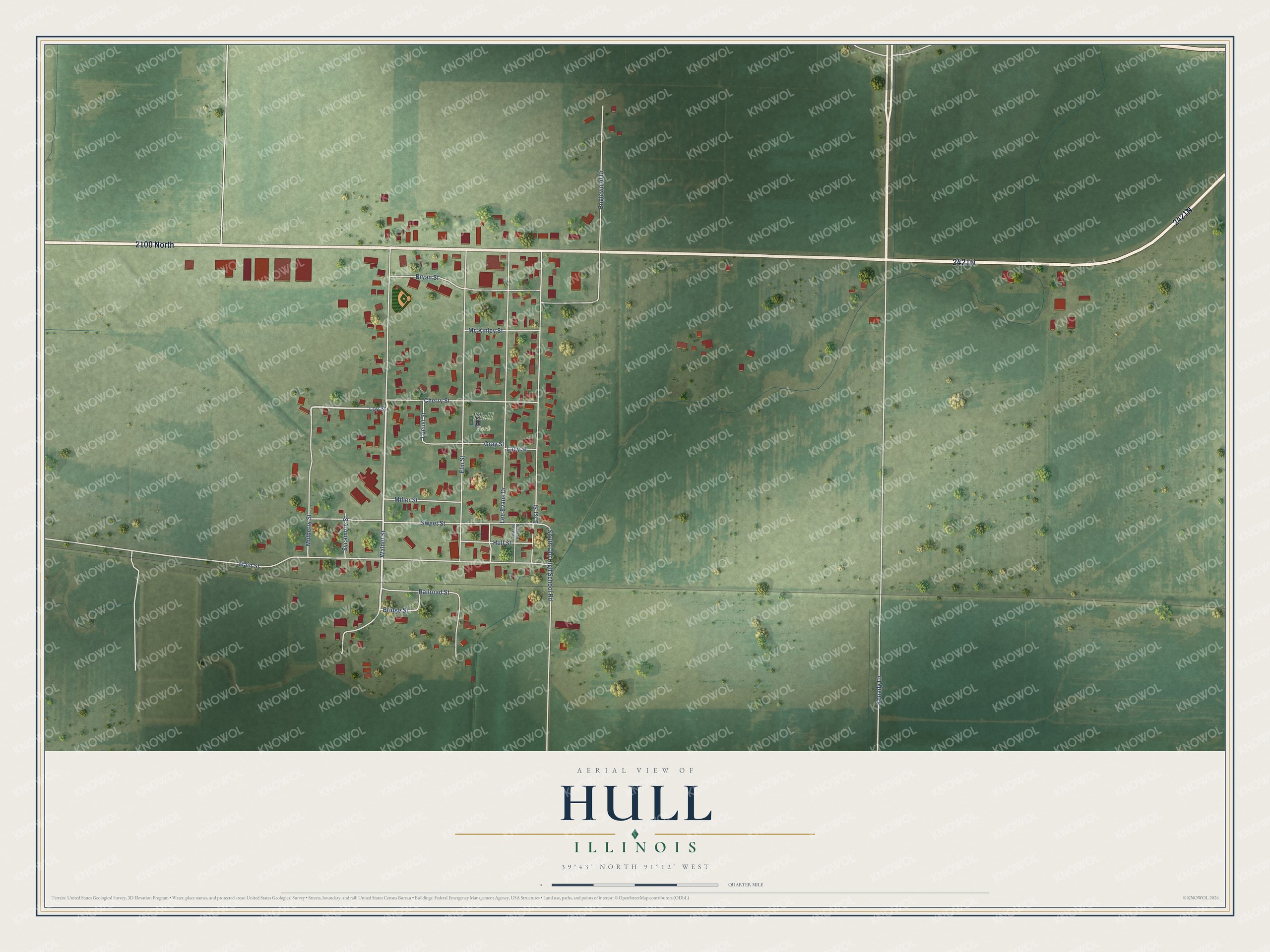 Watermarked full-map preview of Hull, Illinois