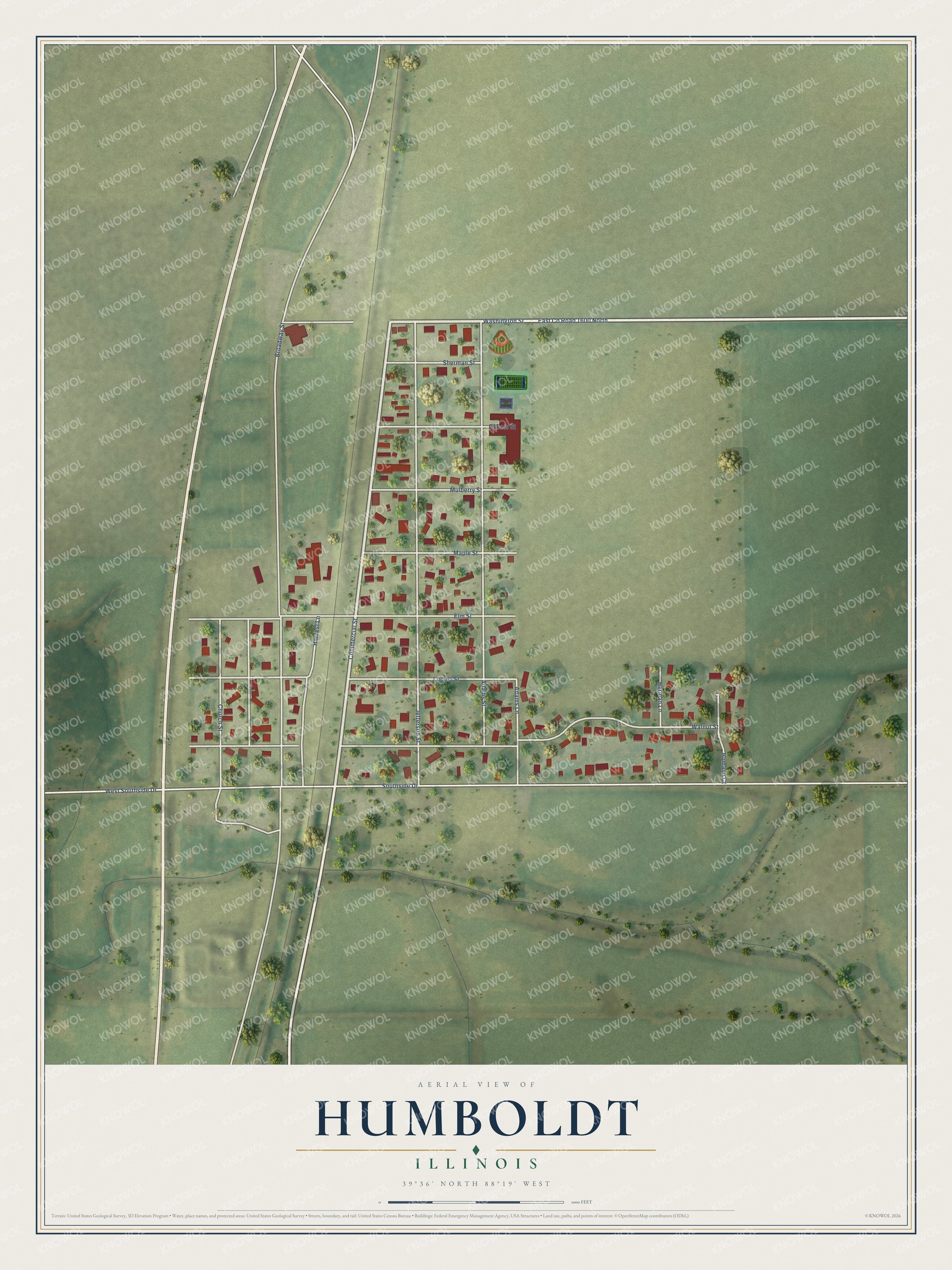 Watermarked full-map preview of Humboldt, Illinois