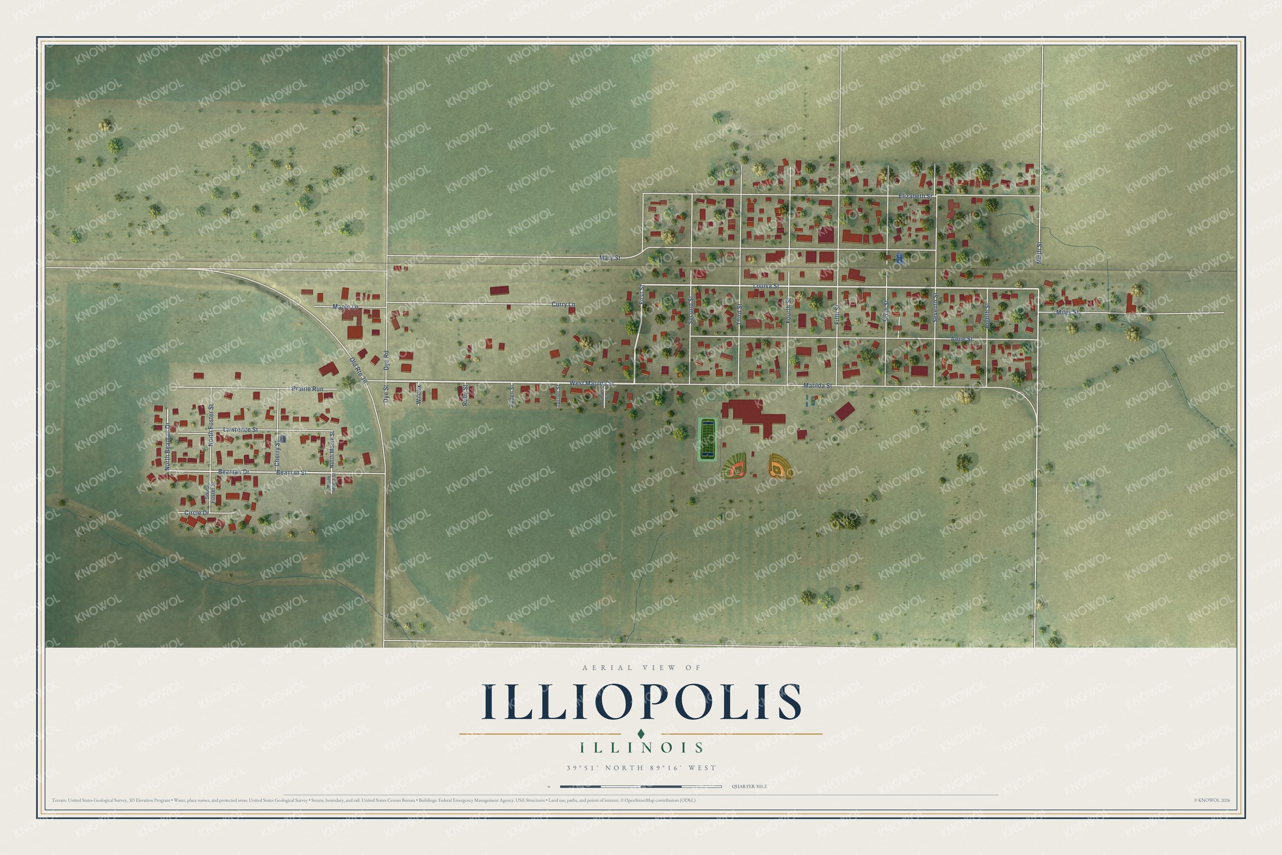 Watermarked full-map preview of Illiopolis, Illinois