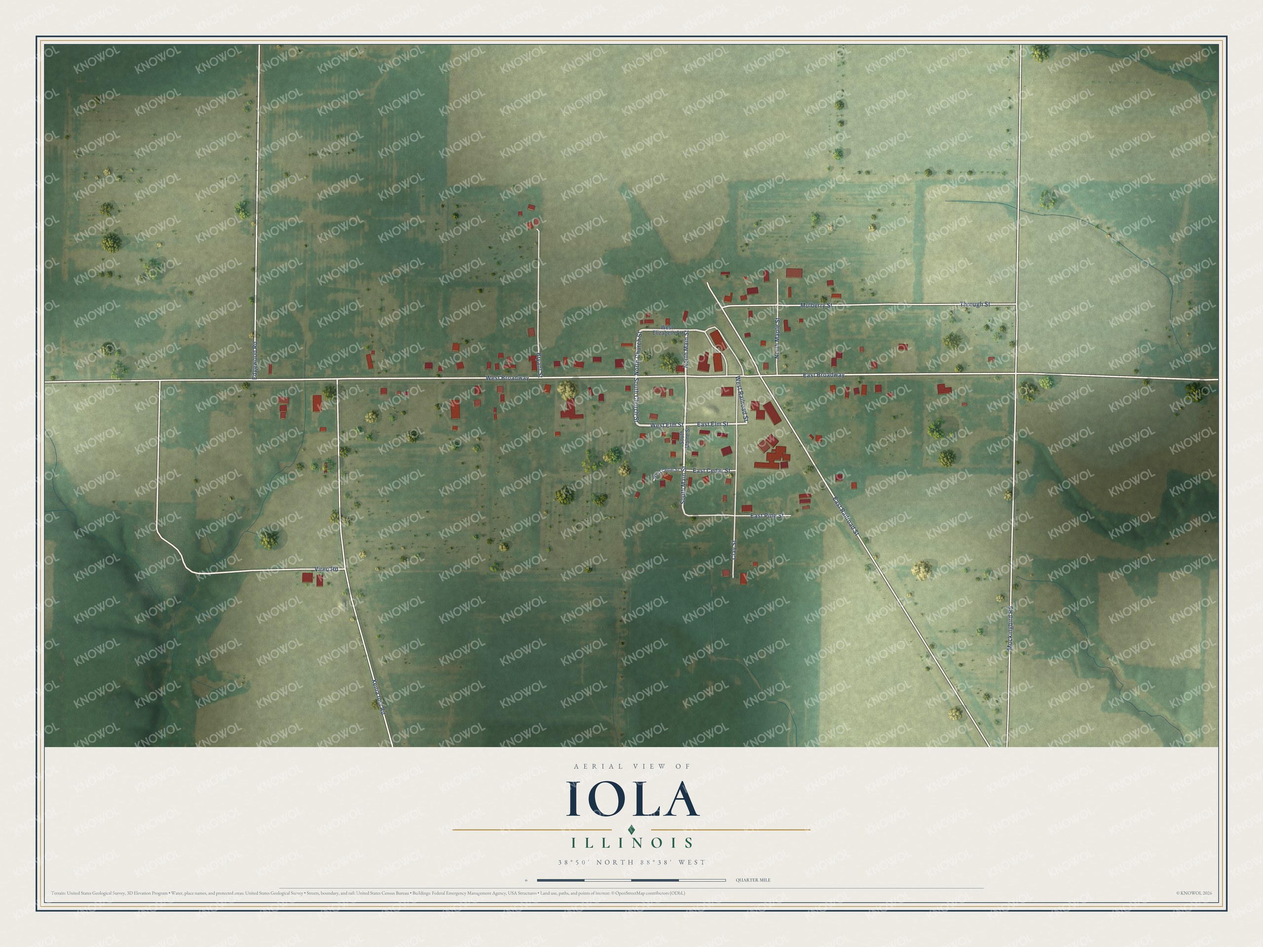 Watermarked full-map preview of Iola, Illinois
