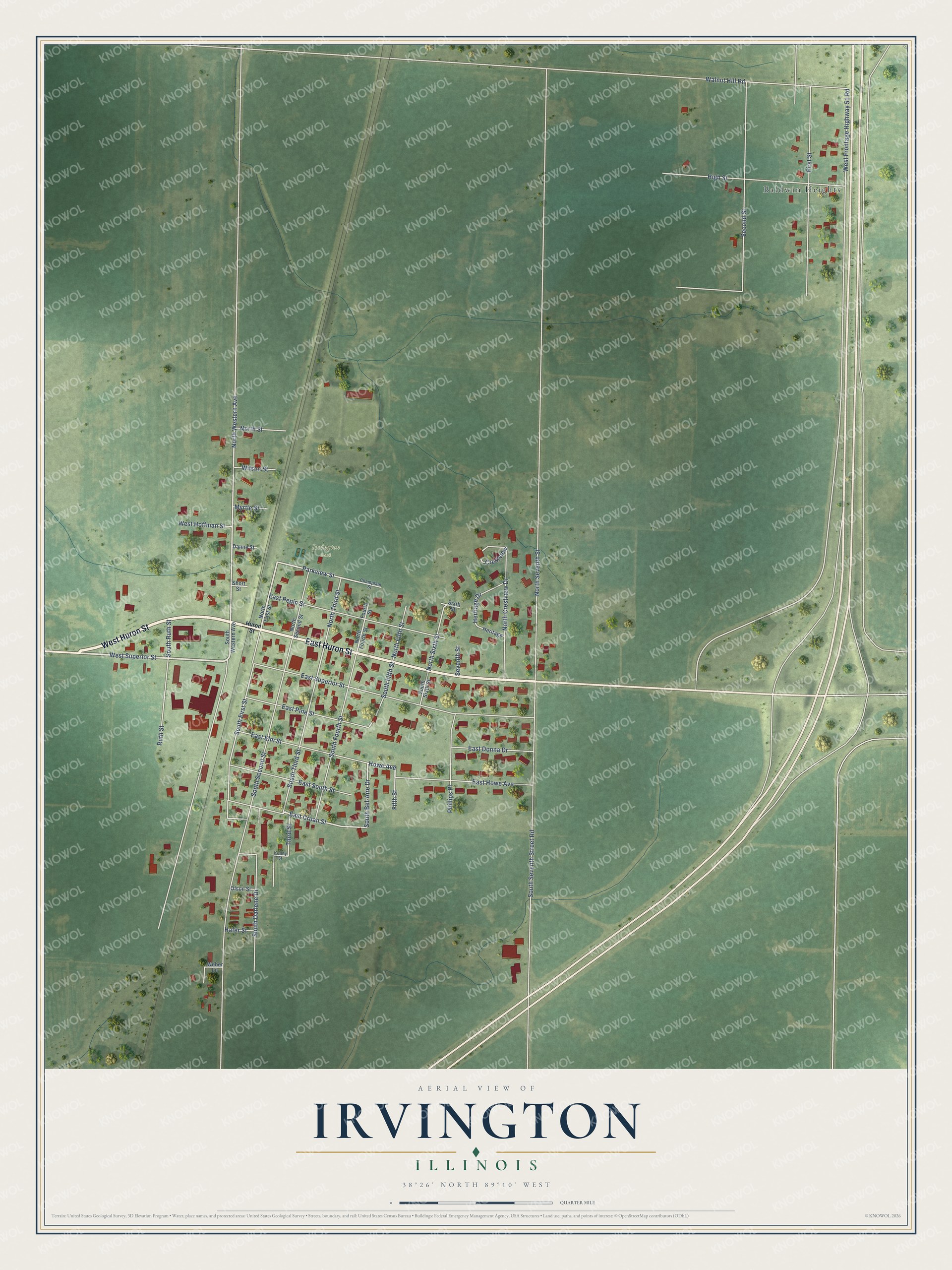 Watermarked full-map preview of Irvington, Illinois