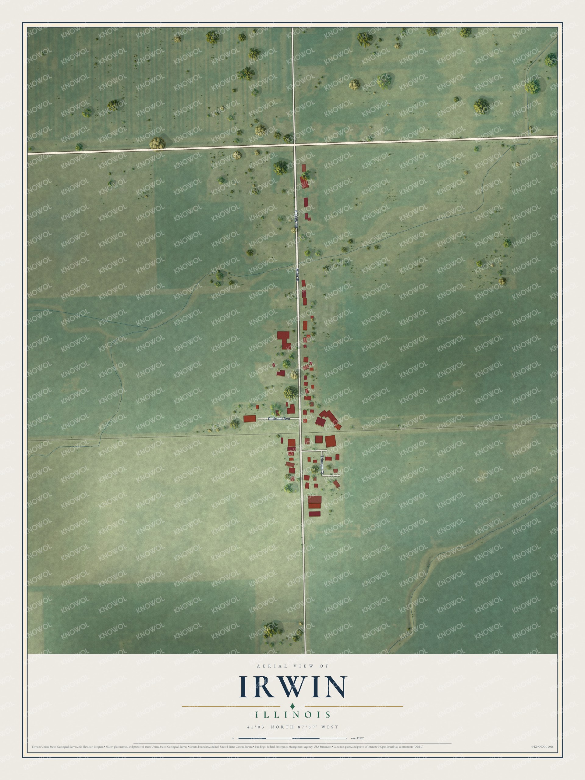 Watermarked full-map preview of Irwin, Illinois