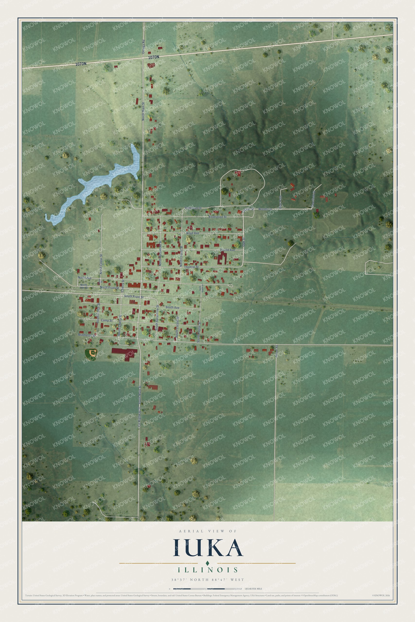 Watermarked full-map preview of Iuka, Illinois