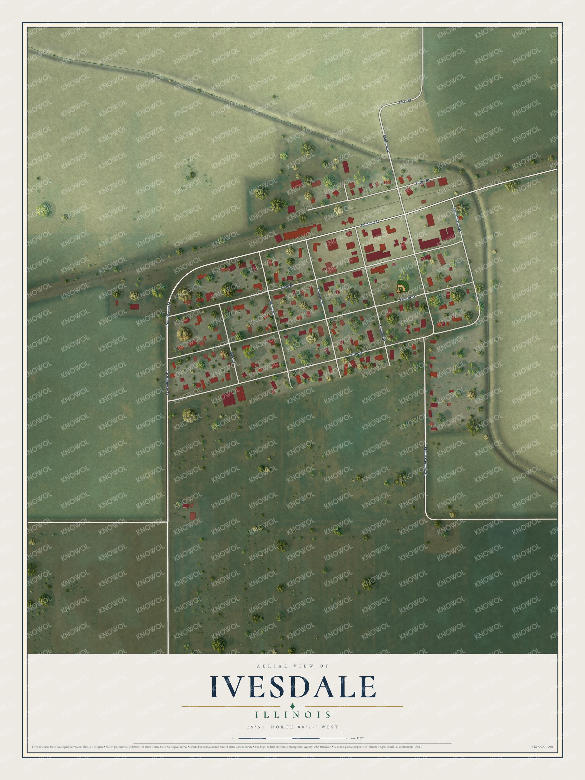 Watermarked full-map preview of Ivesdale, Illinois