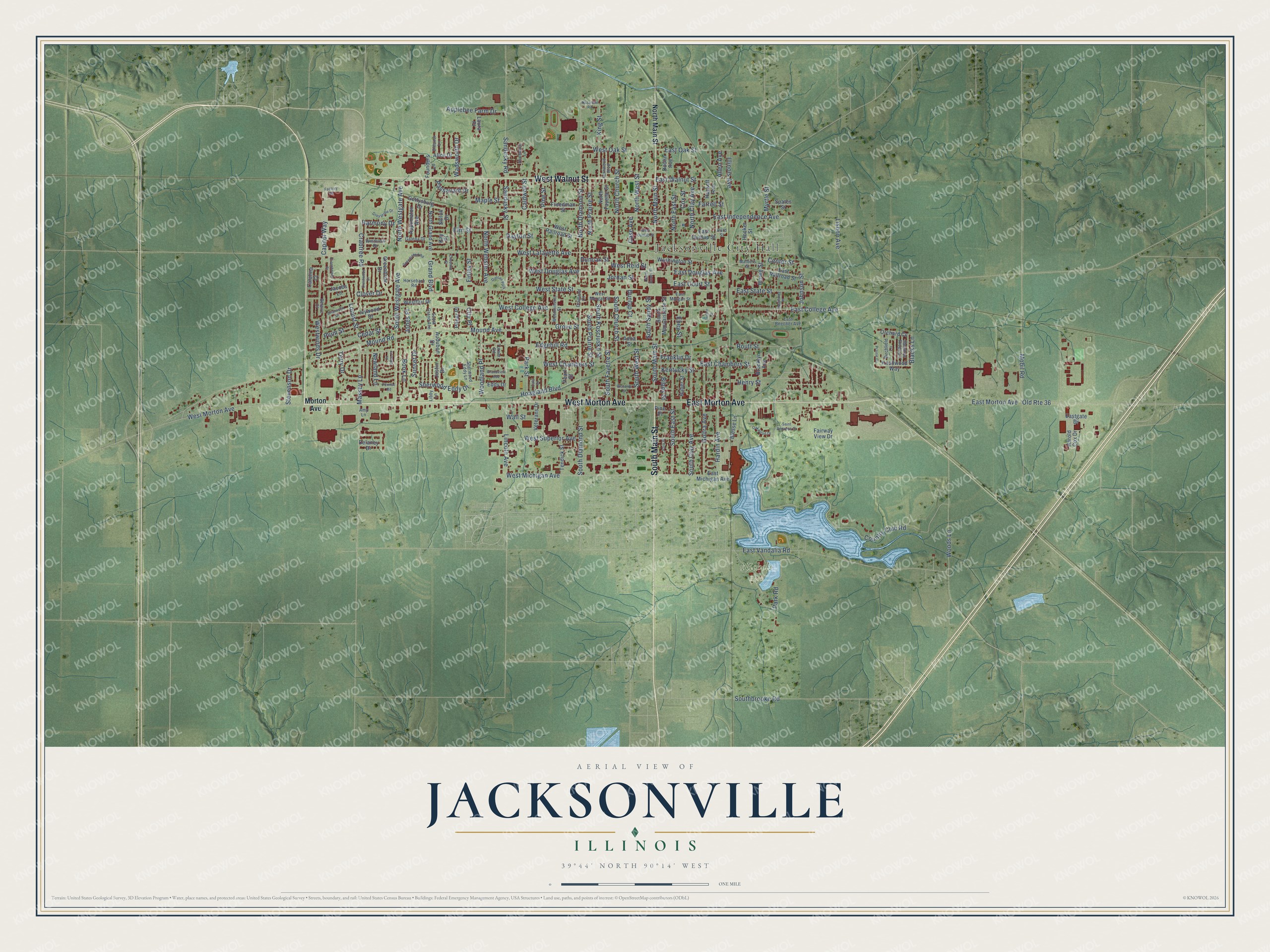 Watermarked full-map preview of Jacksonville, Illinois