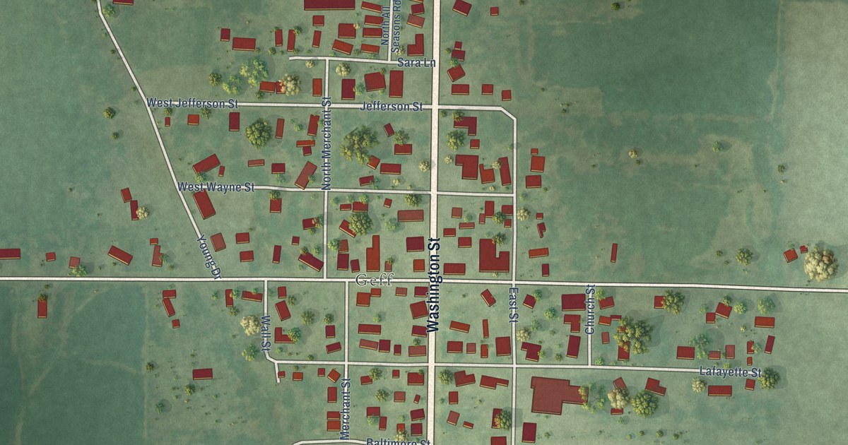 Map of Jeffersonville, Illinois in 2026