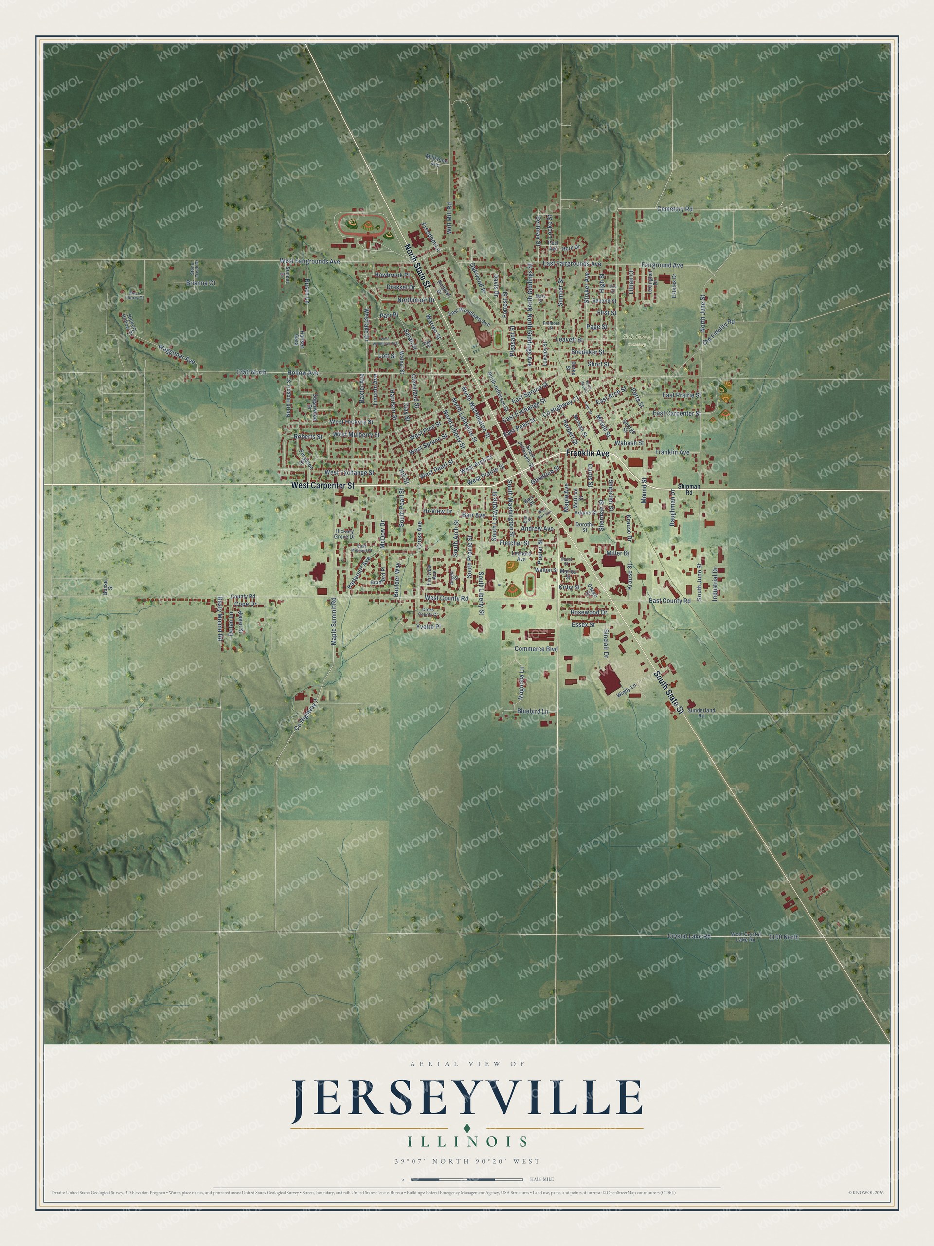 Watermarked full-map preview of Jerseyville, Illinois