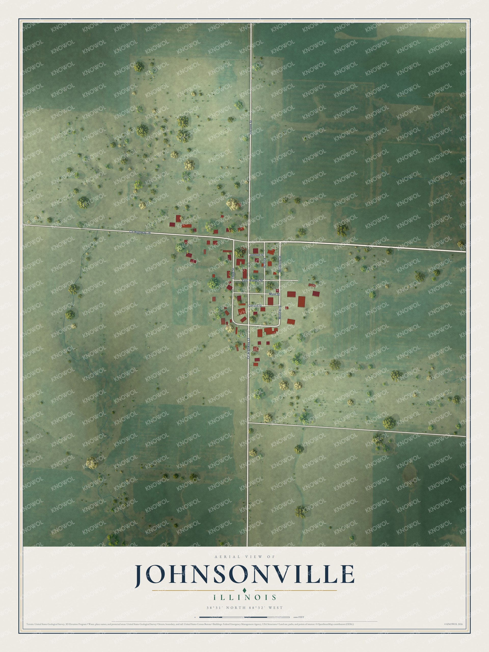Watermarked full-map preview of Johnsonville, Illinois