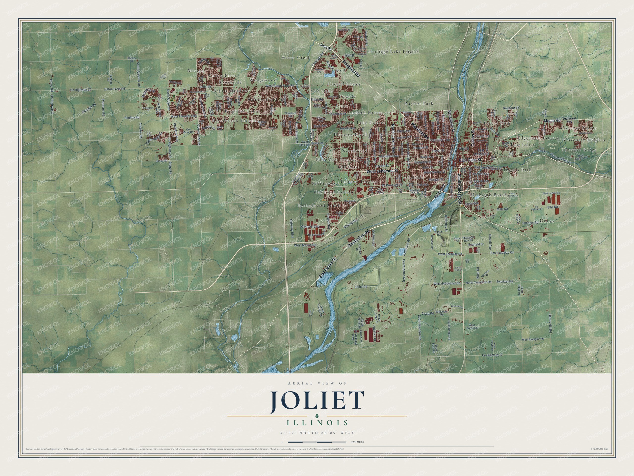 Watermarked full-map preview of Joliet, Illinois