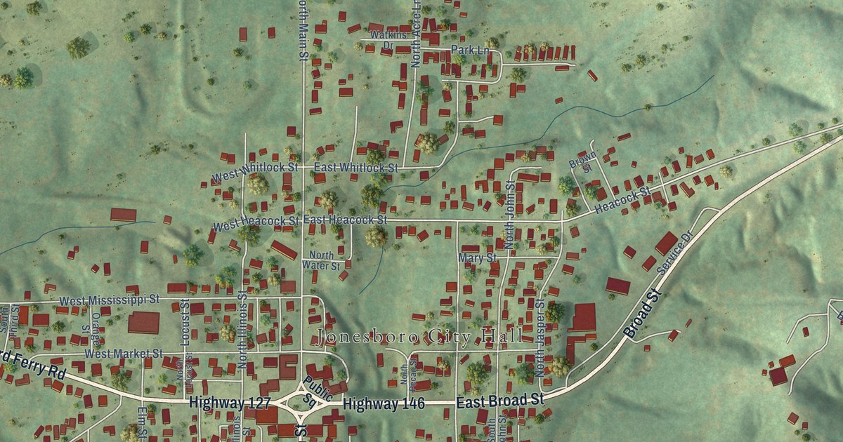 Map of Jonesboro, Illinois in 2026
