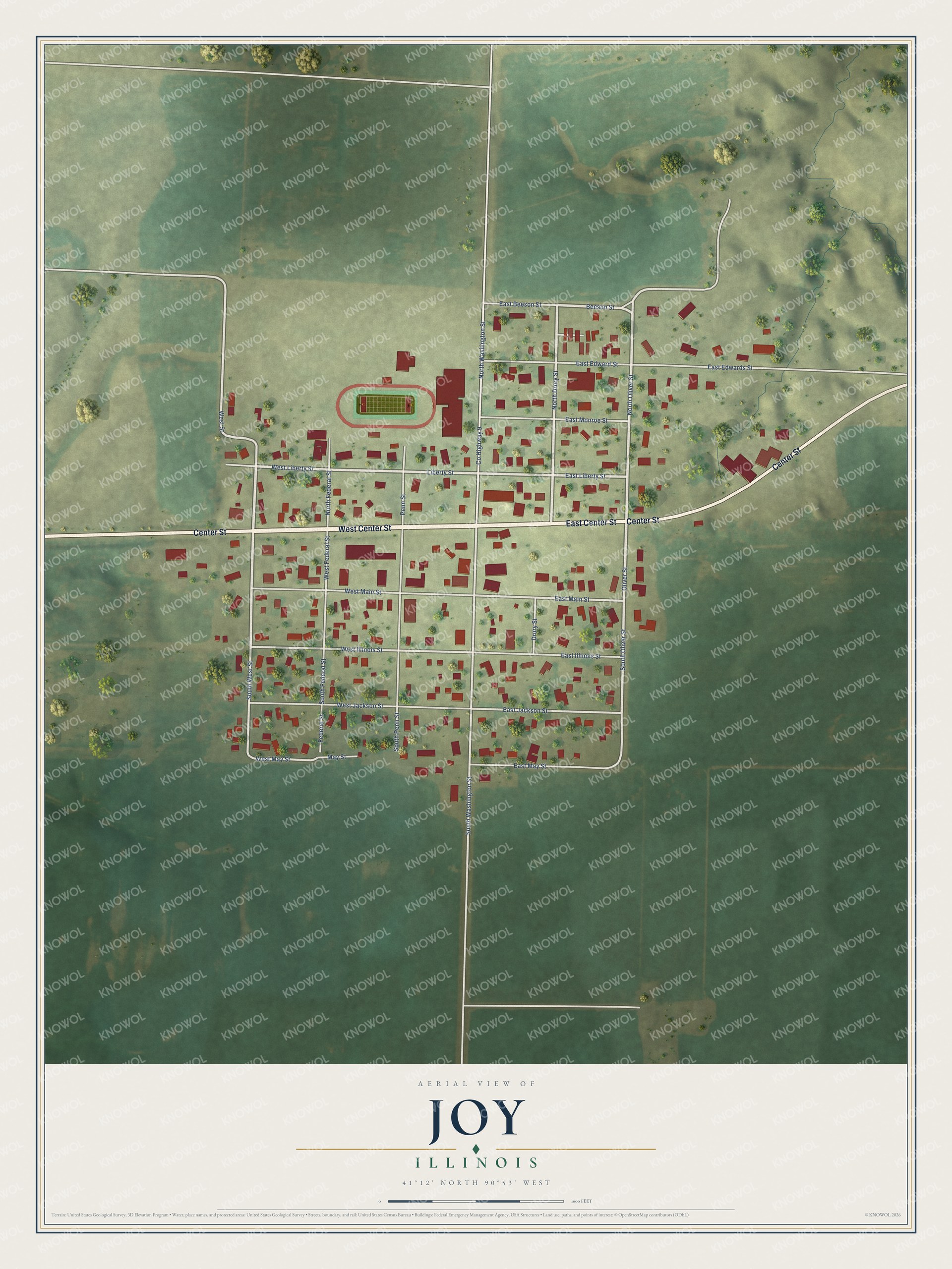 Watermarked full-map preview of Joy, Illinois