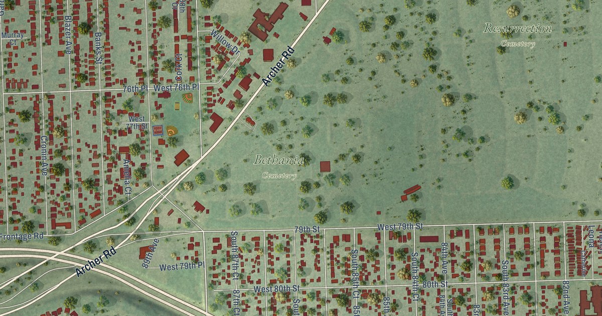 Map of Justice, Illinois in 2026
