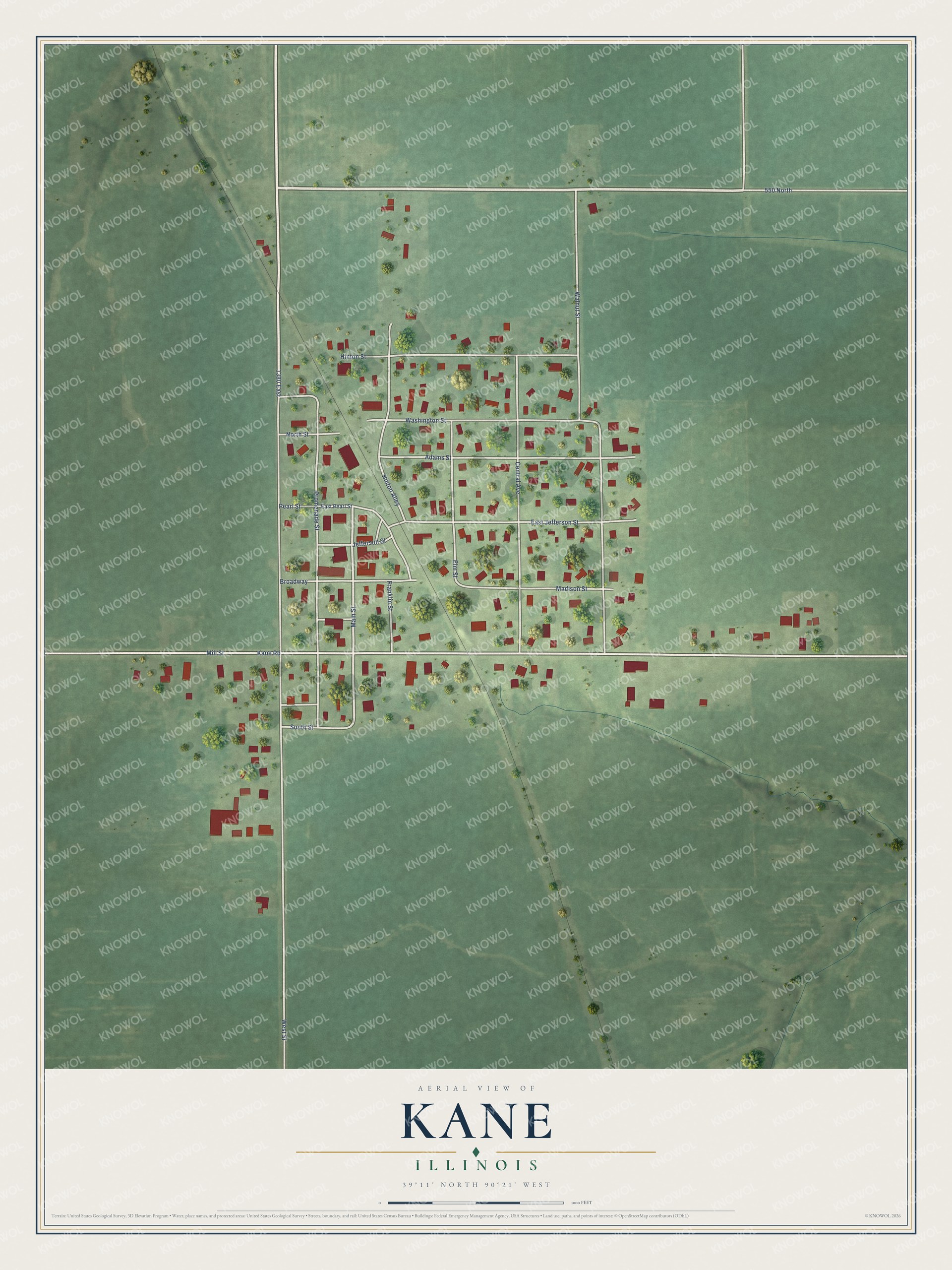 Watermarked full-map preview of Kane, Illinois