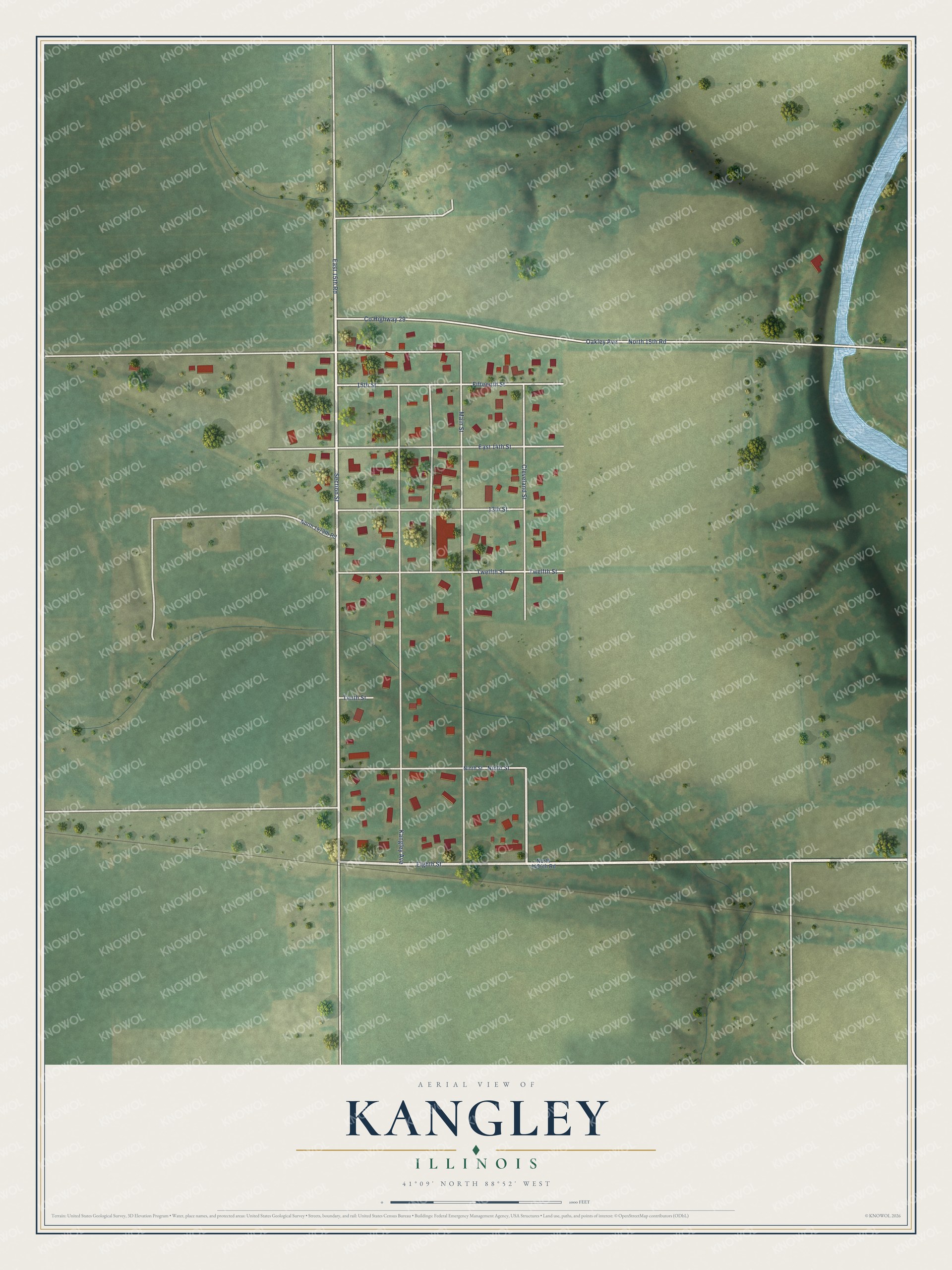 Watermarked full-map preview of Kangley, Illinois