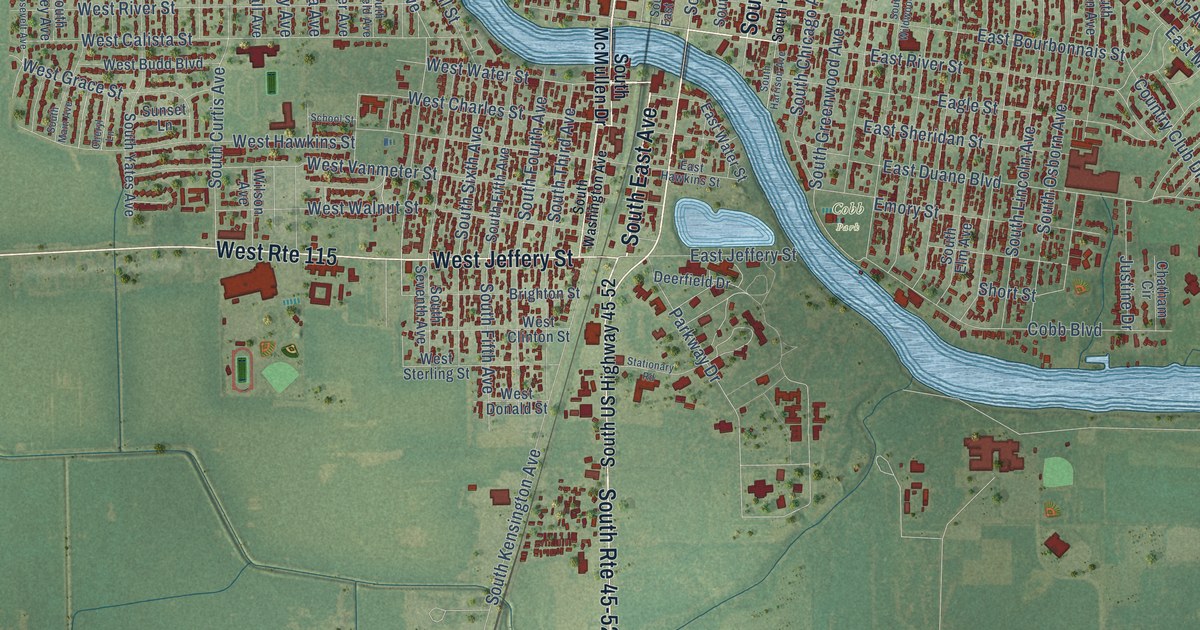 Map of Kankakee, Illinois in 2026