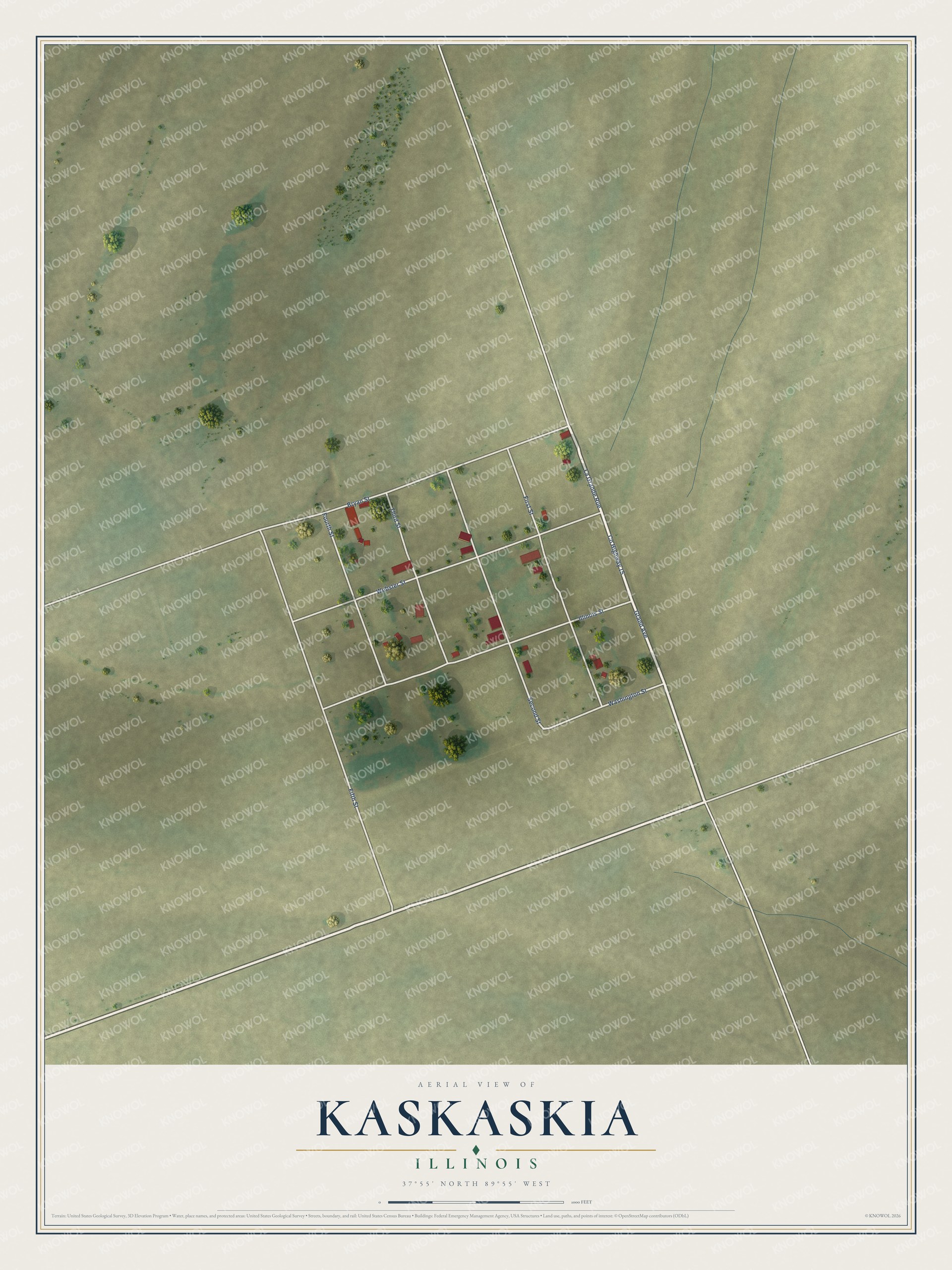 Watermarked full-map preview of Kaskaskia, Illinois